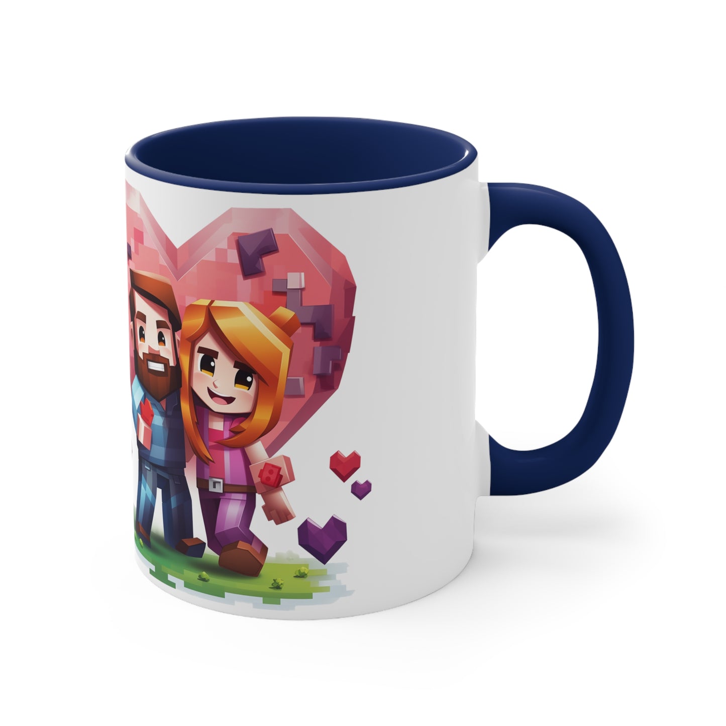 Retro Gaming Love Mug - 11oz Bicolor Pixel Heart Cup - Valentine's Day