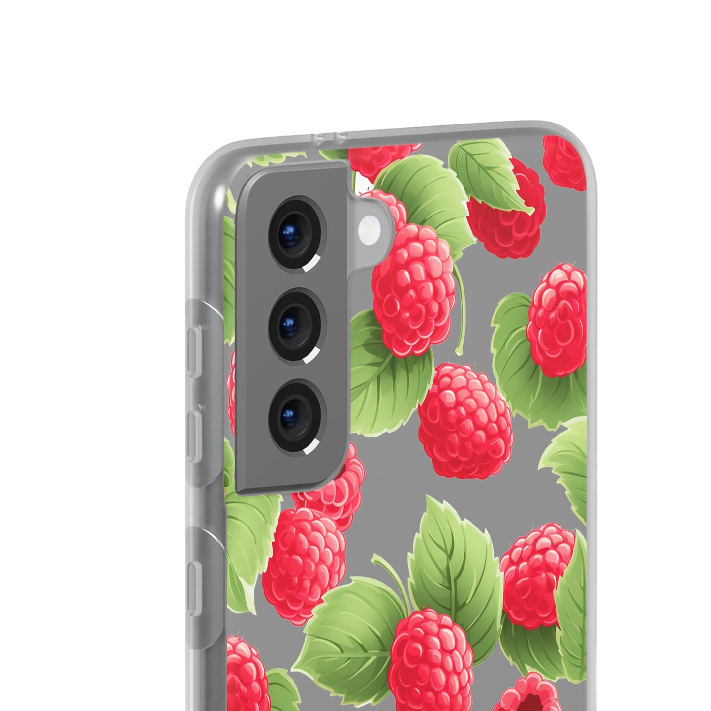 Raspberry Delight: Transparent Flexi Phone Case