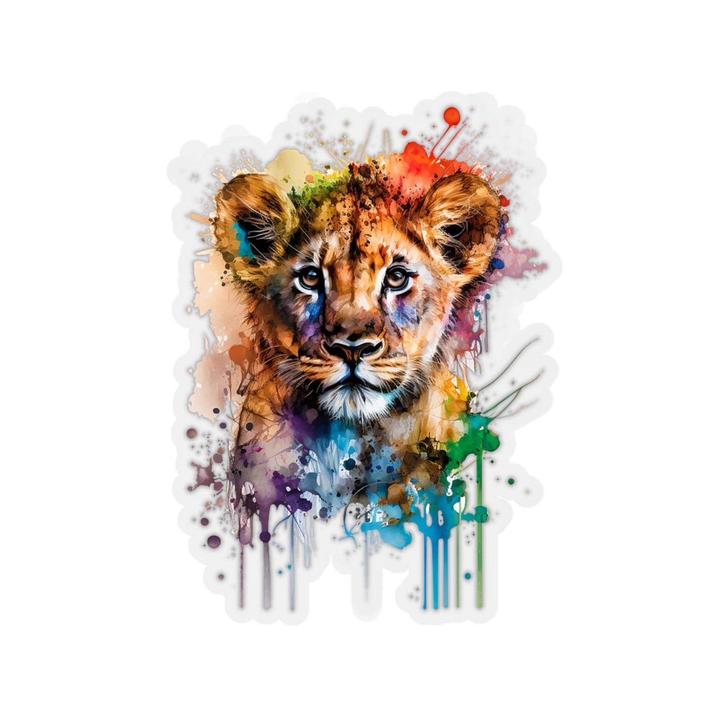 Watercolor Lion Cub Sticker - Add Some Adorable and Unique Style to Your Tech