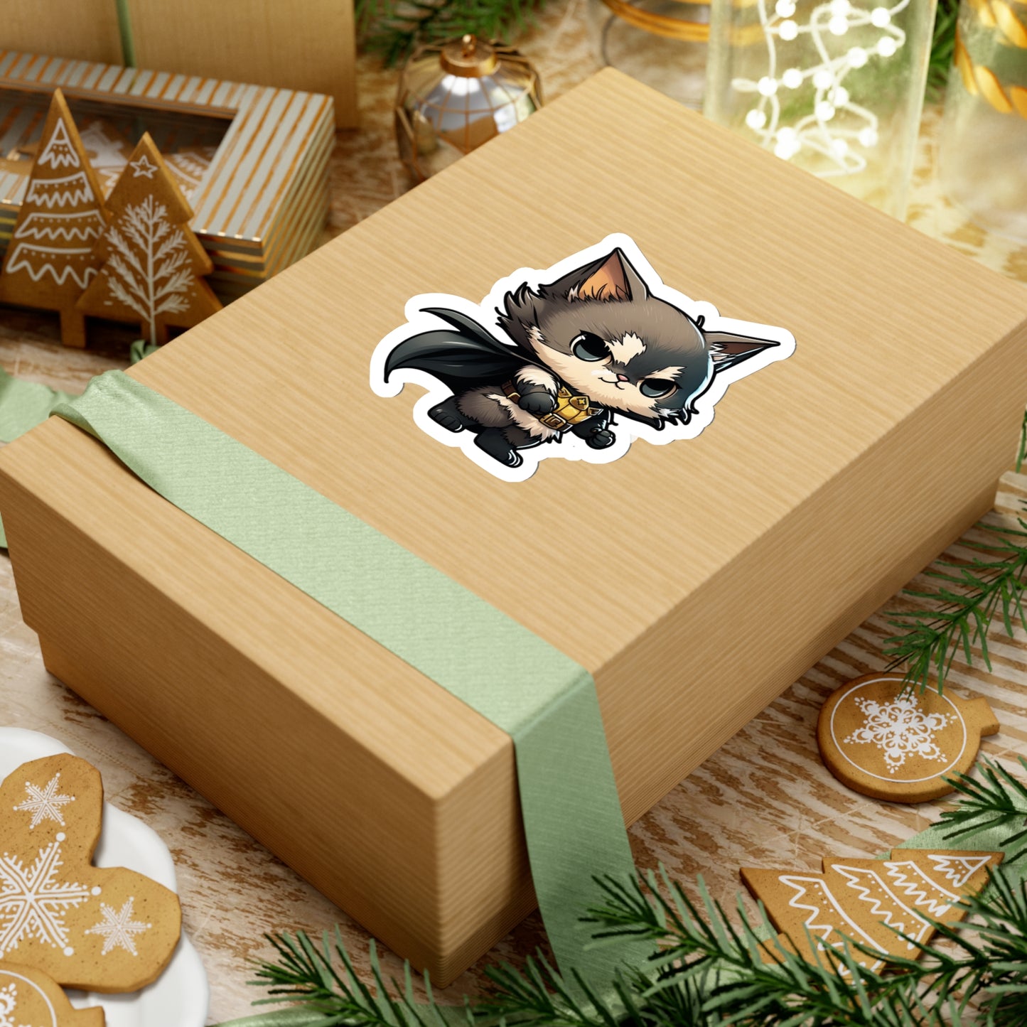 Cute and Fluffy Batcat Kitten Sticker - Ready to Take on the Bad Guys