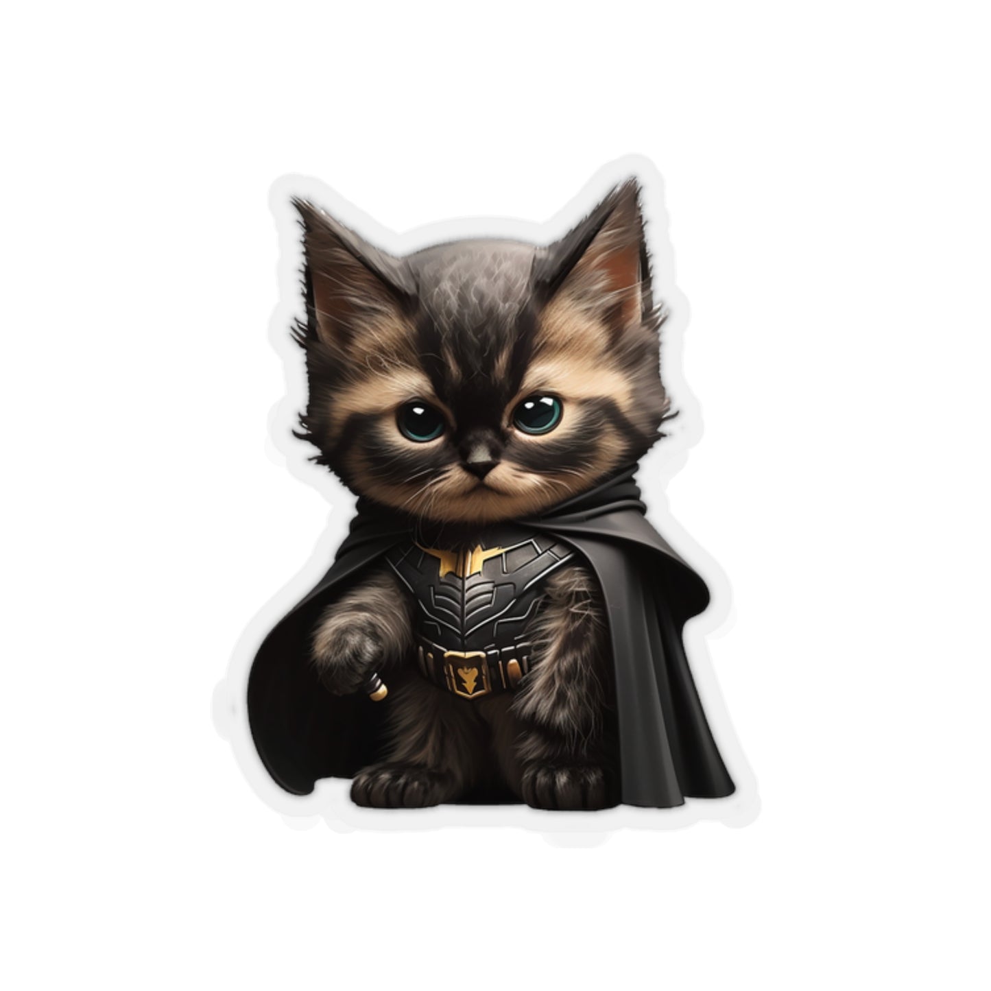 Cute and Fluffy Batcat Kitten Sticker - Ready to Take on the Bad Guys