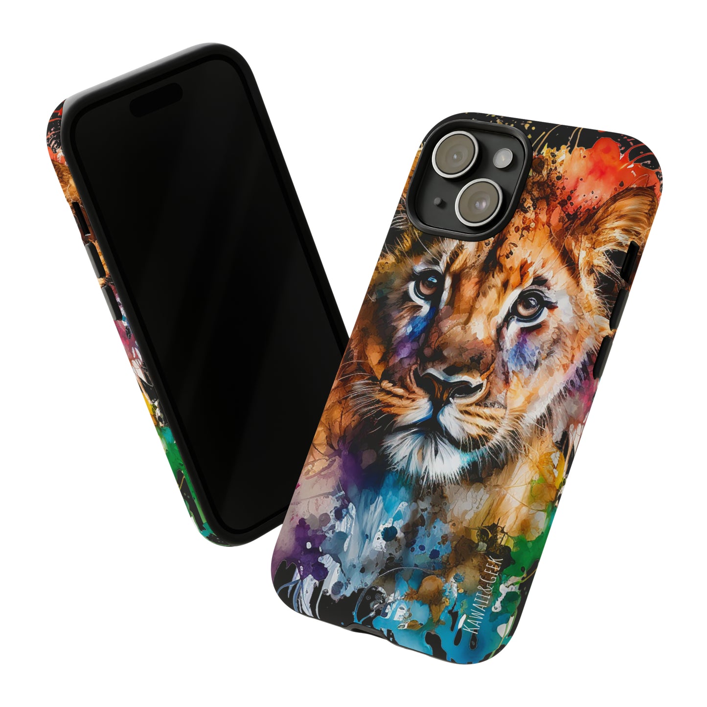 Watercolor Lion Cub Tough Phone Case - iPhone 15 compatible