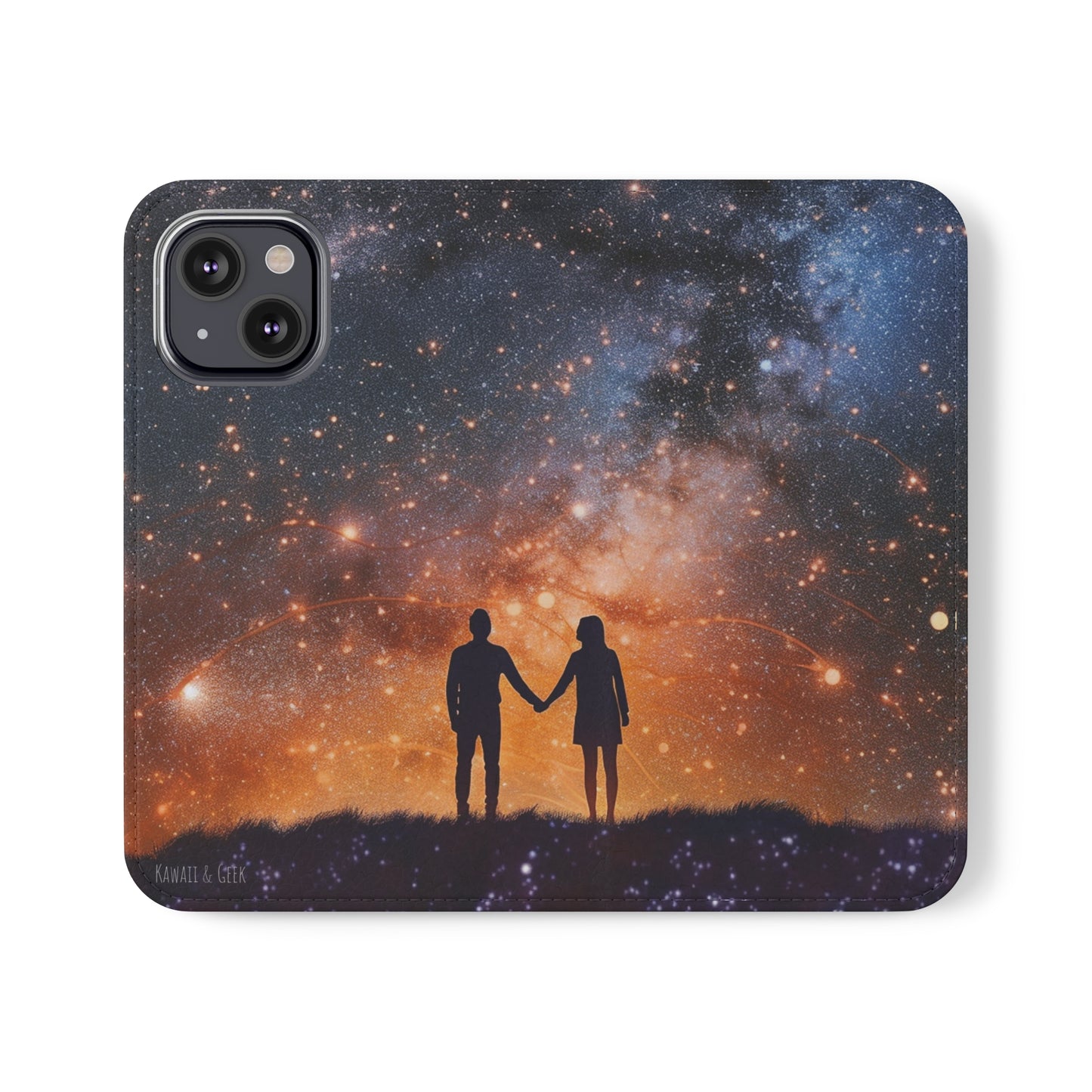 Starry Night Lovers Flip Phone Case - Embrace the Beauty of the Night Sky