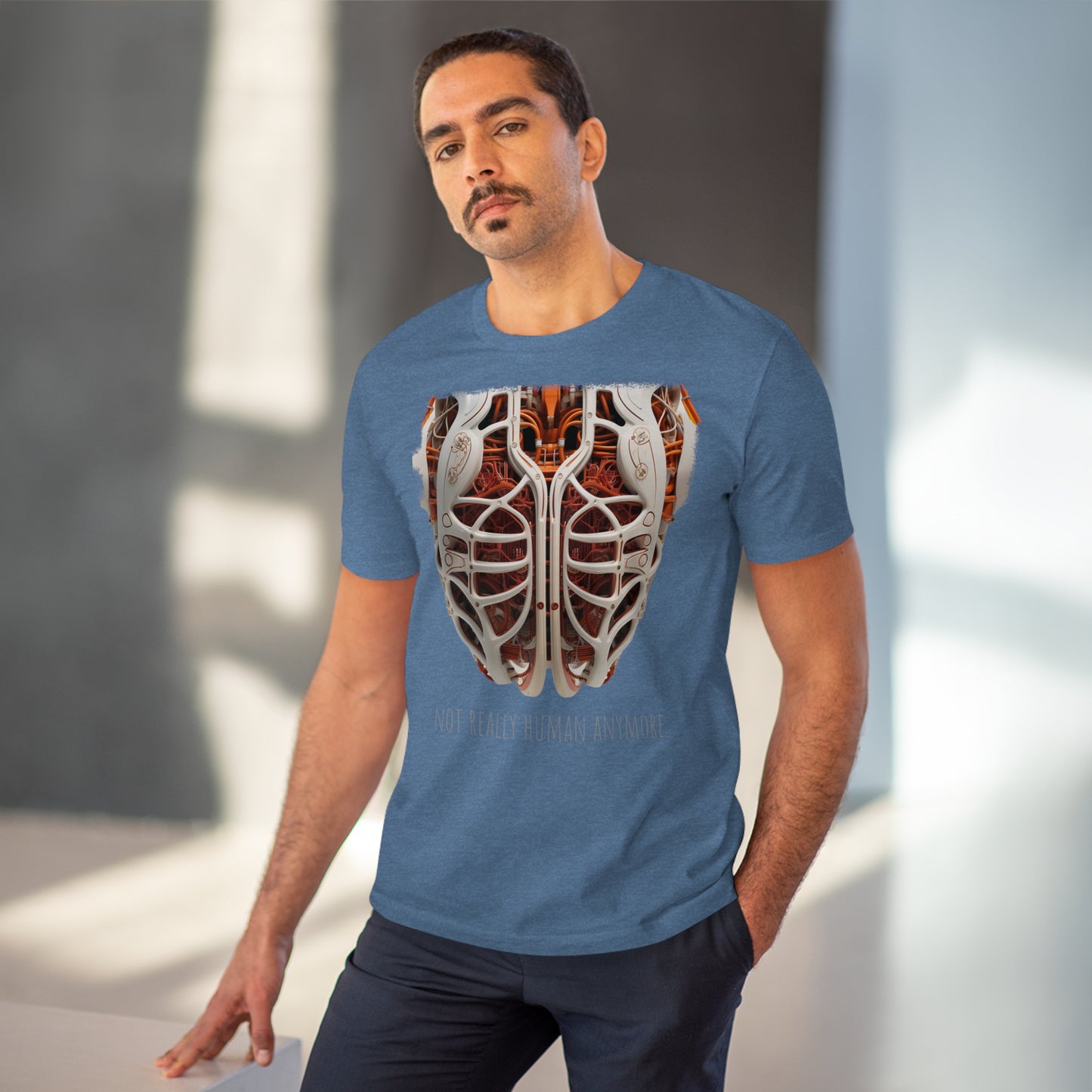 Eco-T-shirt: Cybernetic Chest "Not Really Human"