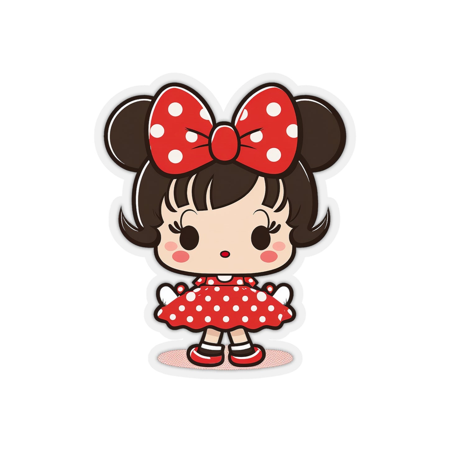 Kawaii Little Girl with Minnie Style Sticker - Add Some Cute and Adorable Style to Your Tech