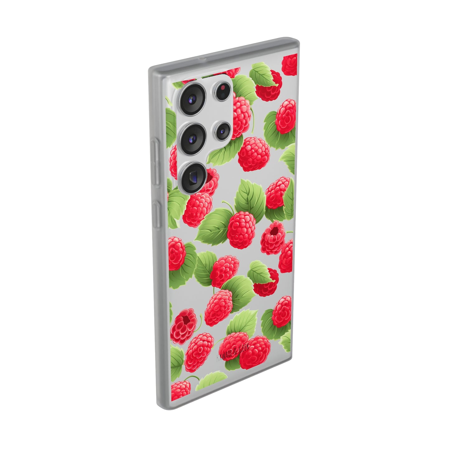 Raspberry Delight: Transparent Flexi Phone Case