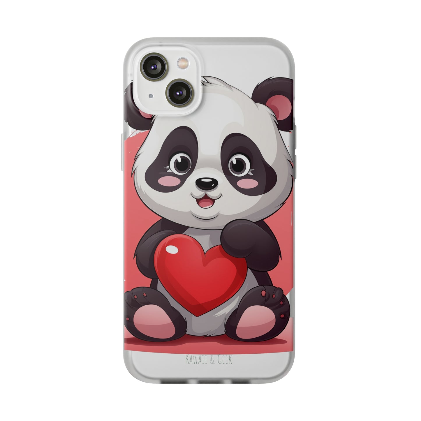 Valentine's Panda Heart Phone Case - Flexi & Semi-Transparent