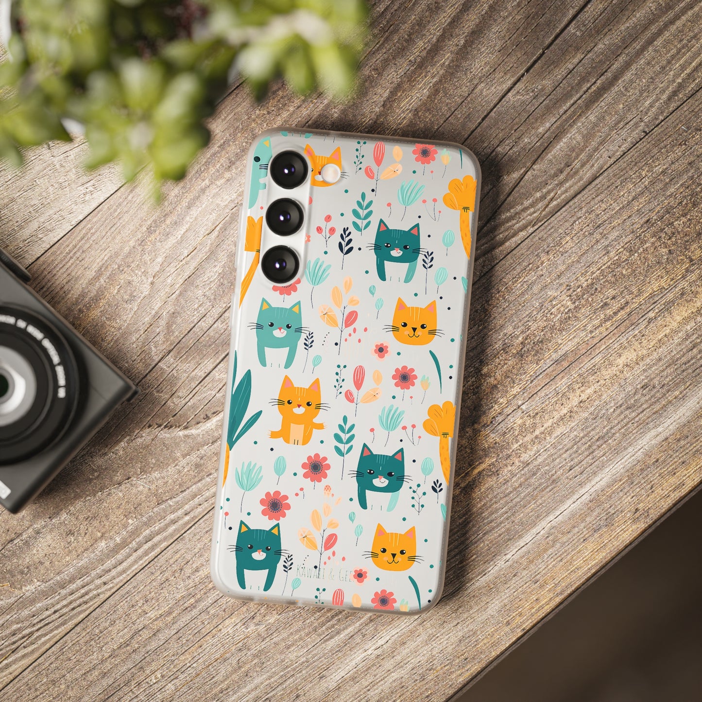 Cute Cats & Flowers Flexi and semi Transparent Phone Case