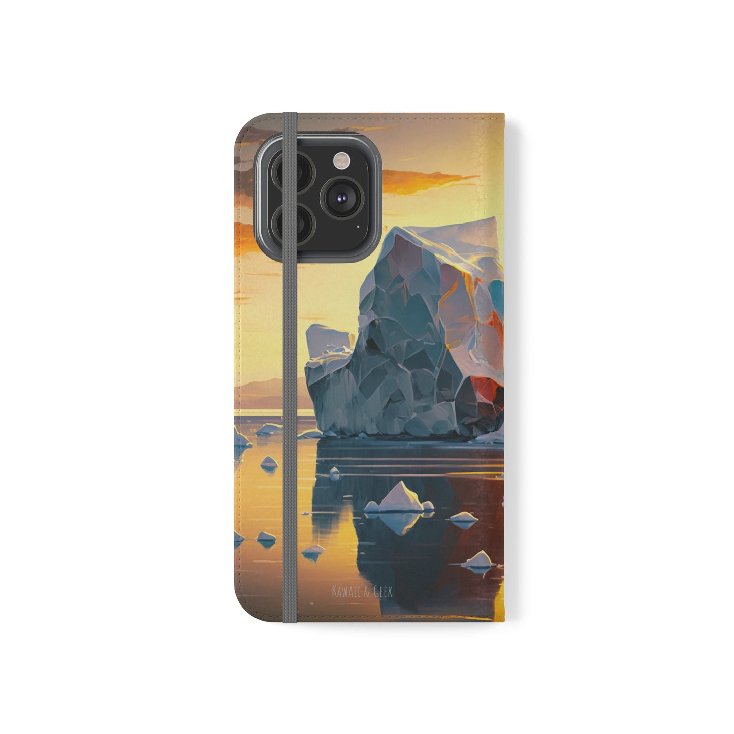 Arctic Landscape and Iceberg at Sunset Flip Phone Case - Capture the Serenity of Nature on Your Device