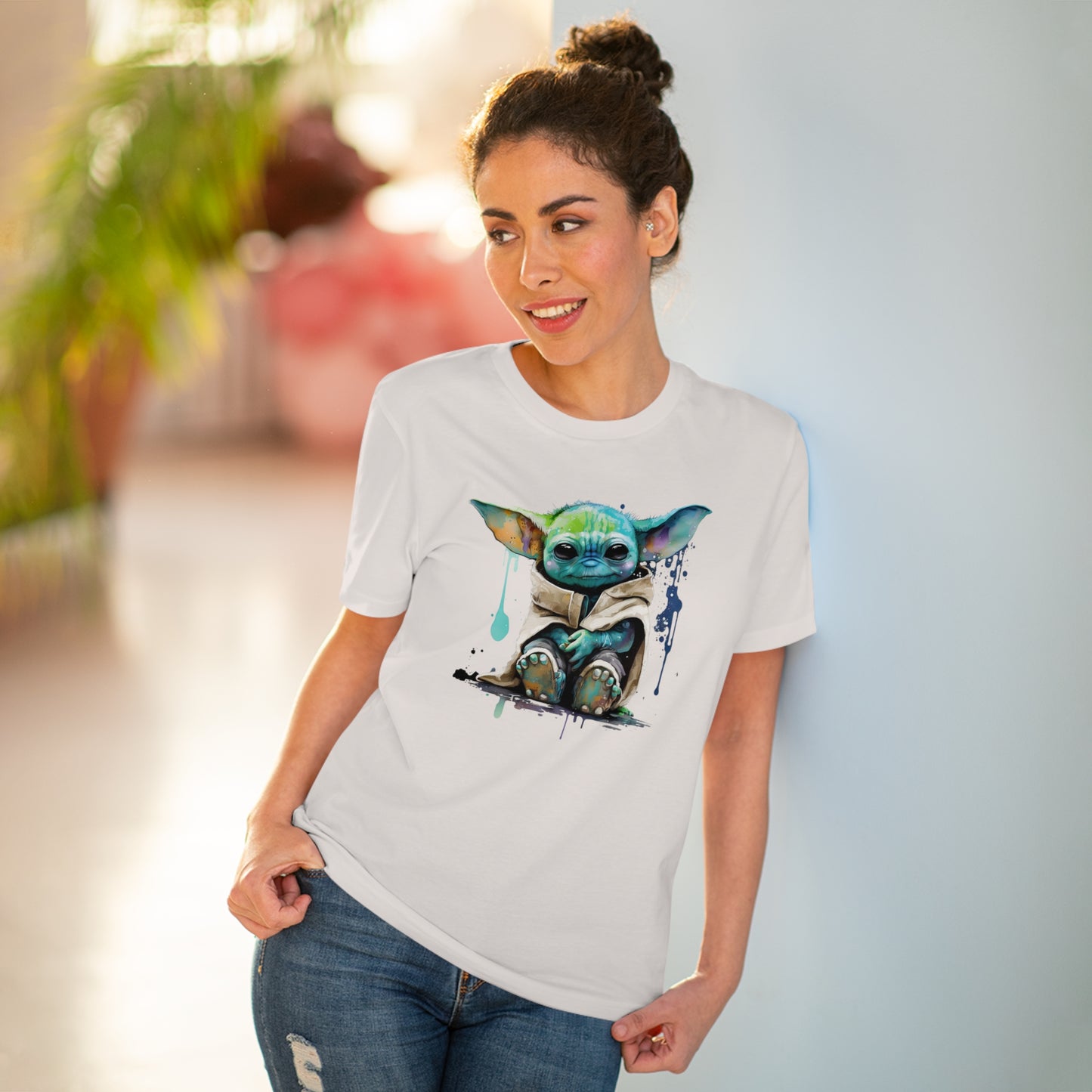 Baby Yoda in Watercolor Style Organic Unisex T-Shirt - Add Some Cute and Eco-Friendly Style to Your Wardrobe