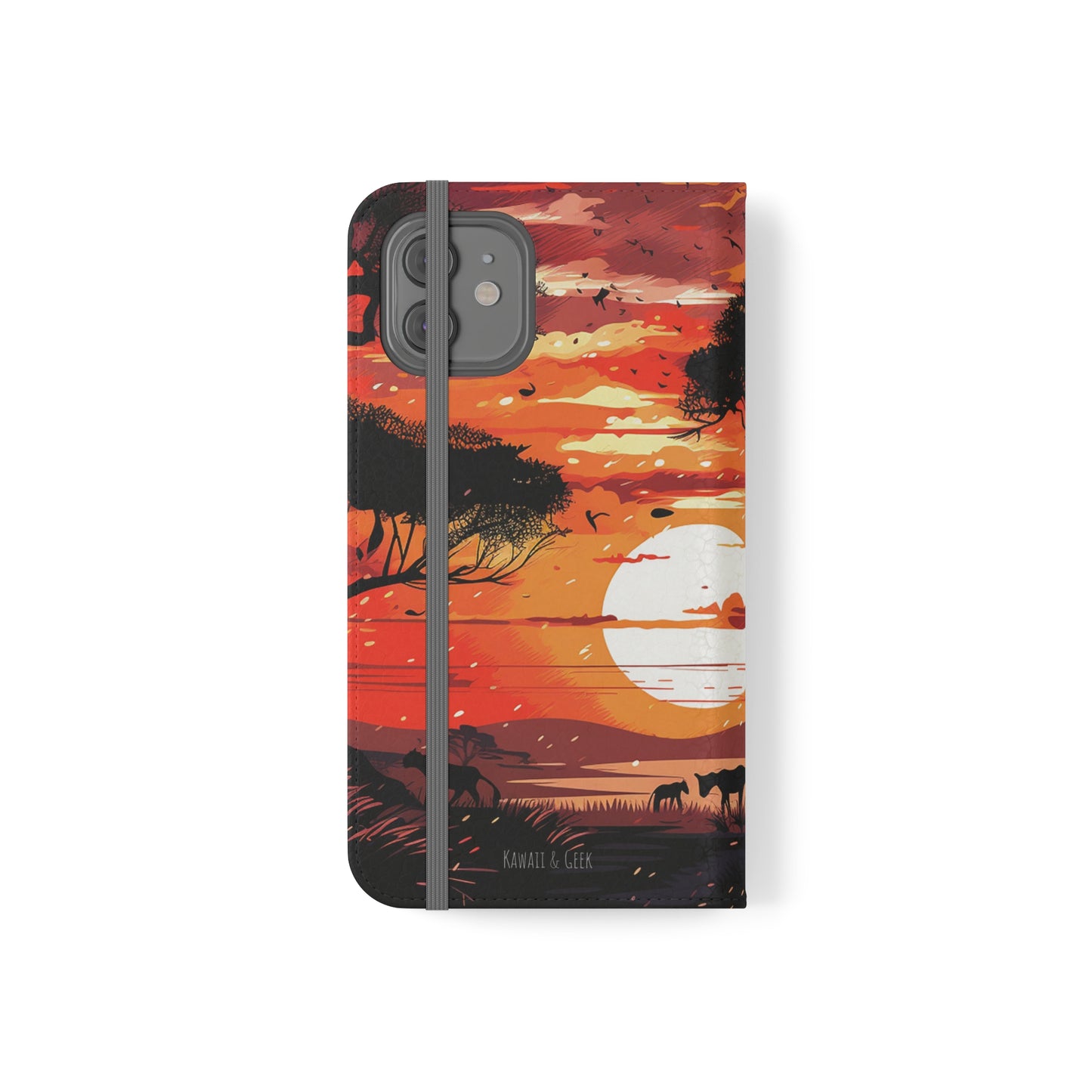 African Landscape Sunset Flip Phone Case - Capture the Serenity of the Savanna on Your Device