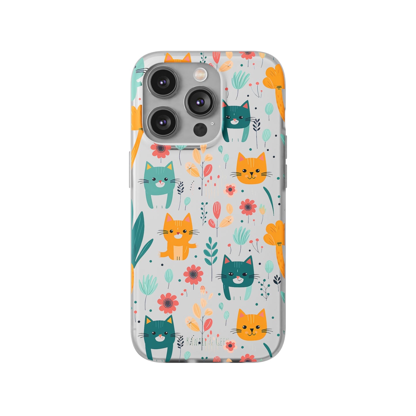 Cute Cats & Flowers Flexi and semi Transparent Phone Case