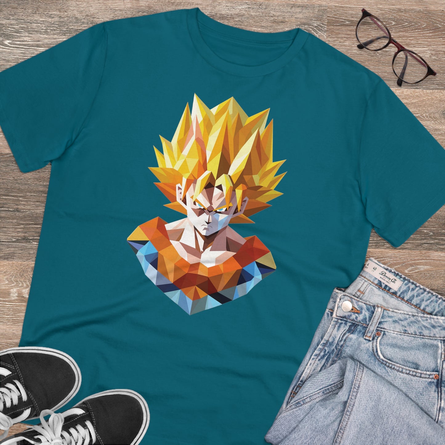 San Goku Super Saiyan Polygonal T-Shirt - Embrace Legendary Power