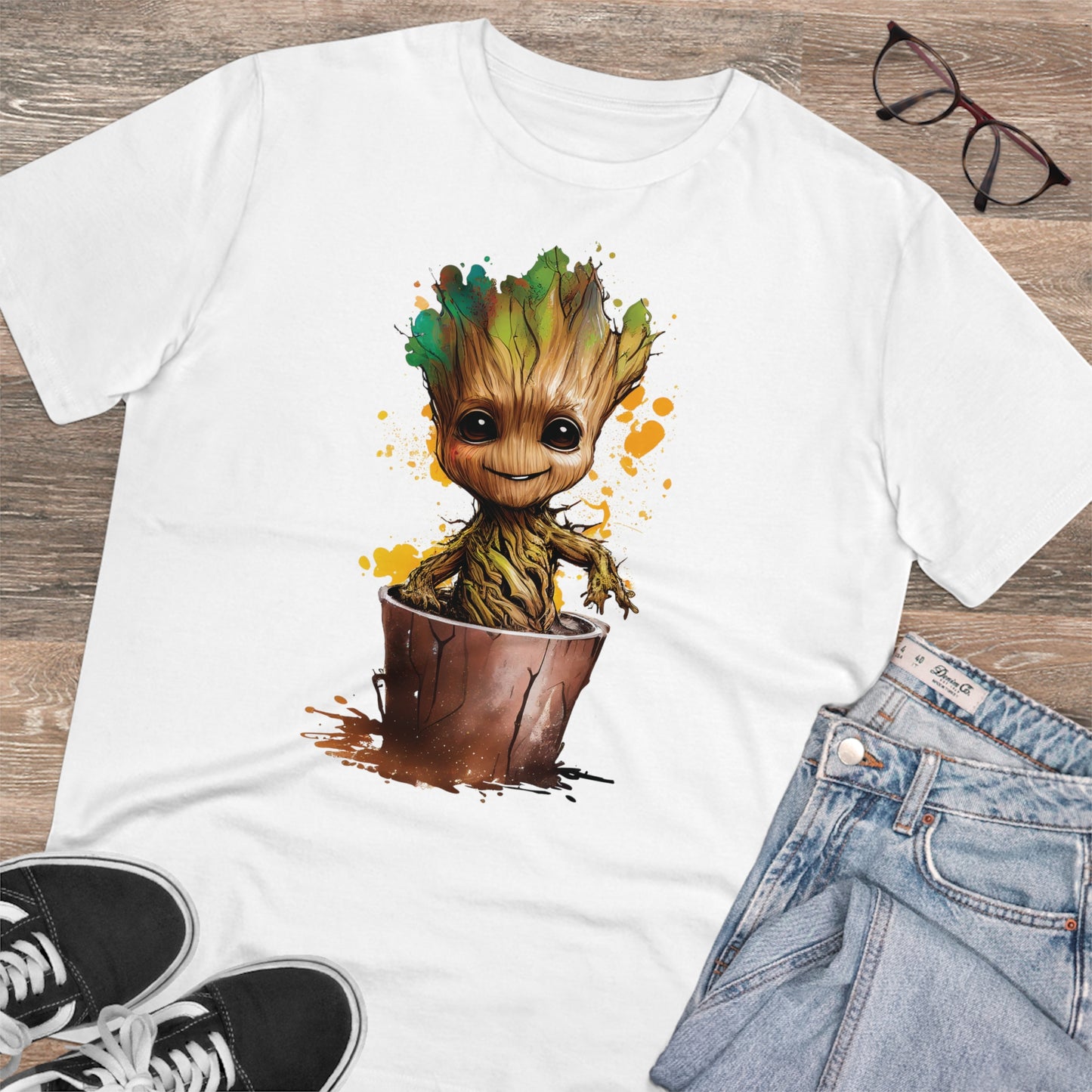 Eco-Friendly Baby Groot Watercolor Style Unisex T-Shirt - Add Some Fun and Sustainable Style to Your Wardrobe