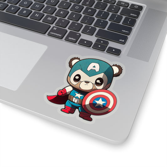 Sweet and Heroic Captain America Panda Sticker - Ready to Defend Its Friends