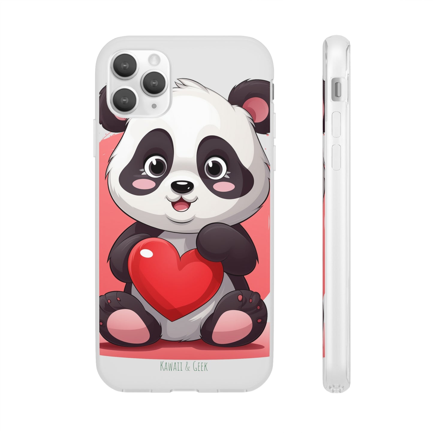 Valentine's Panda Heart Phone Case - Flexi & Semi-Transparent