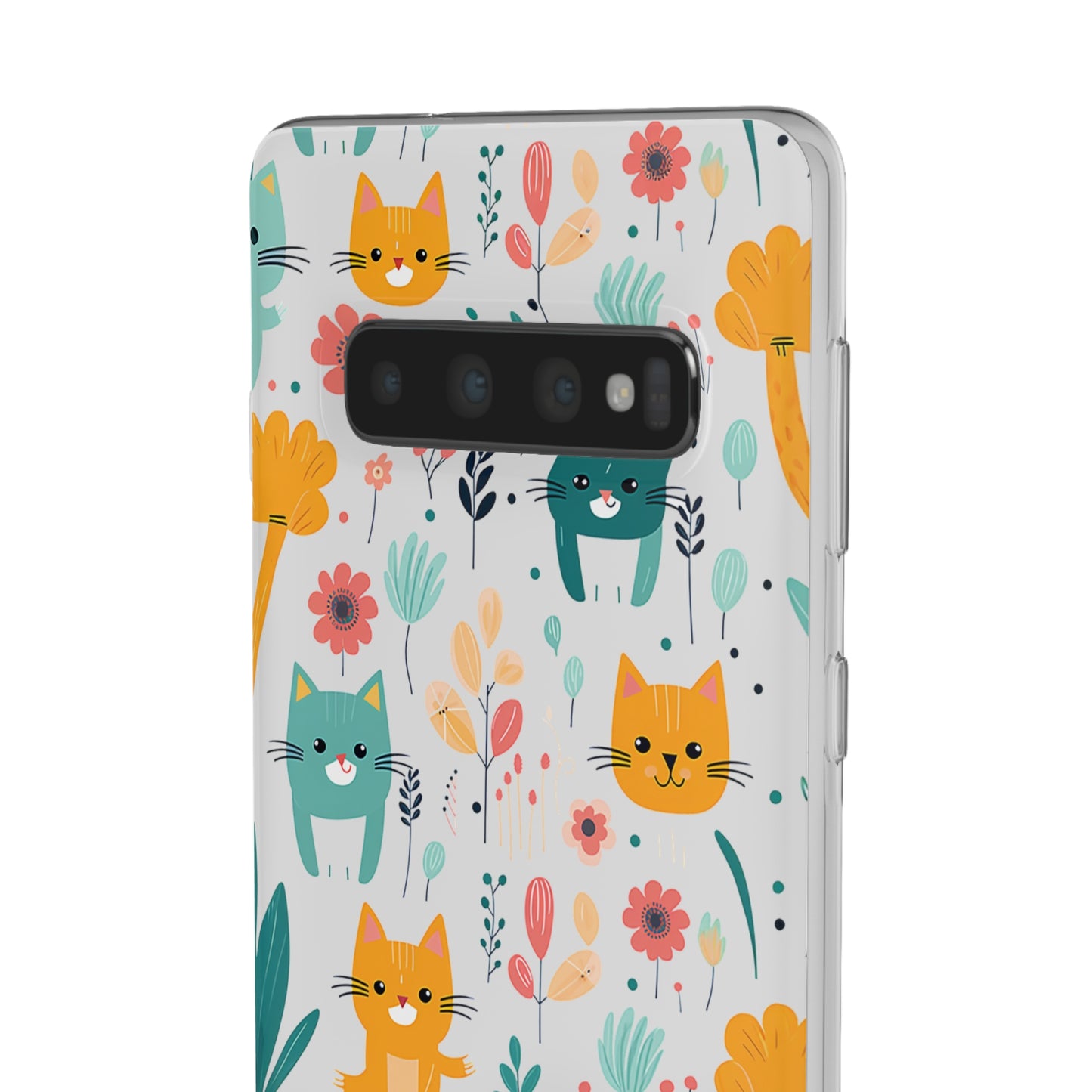 Cute Cats & Flowers Flexi and semi Transparent Phone Case