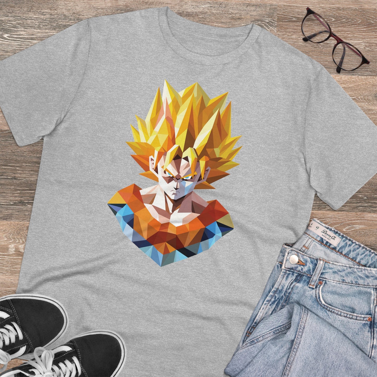 San Goku Super Saiyan Polygonal T-Shirt - Embrace Legendary Power