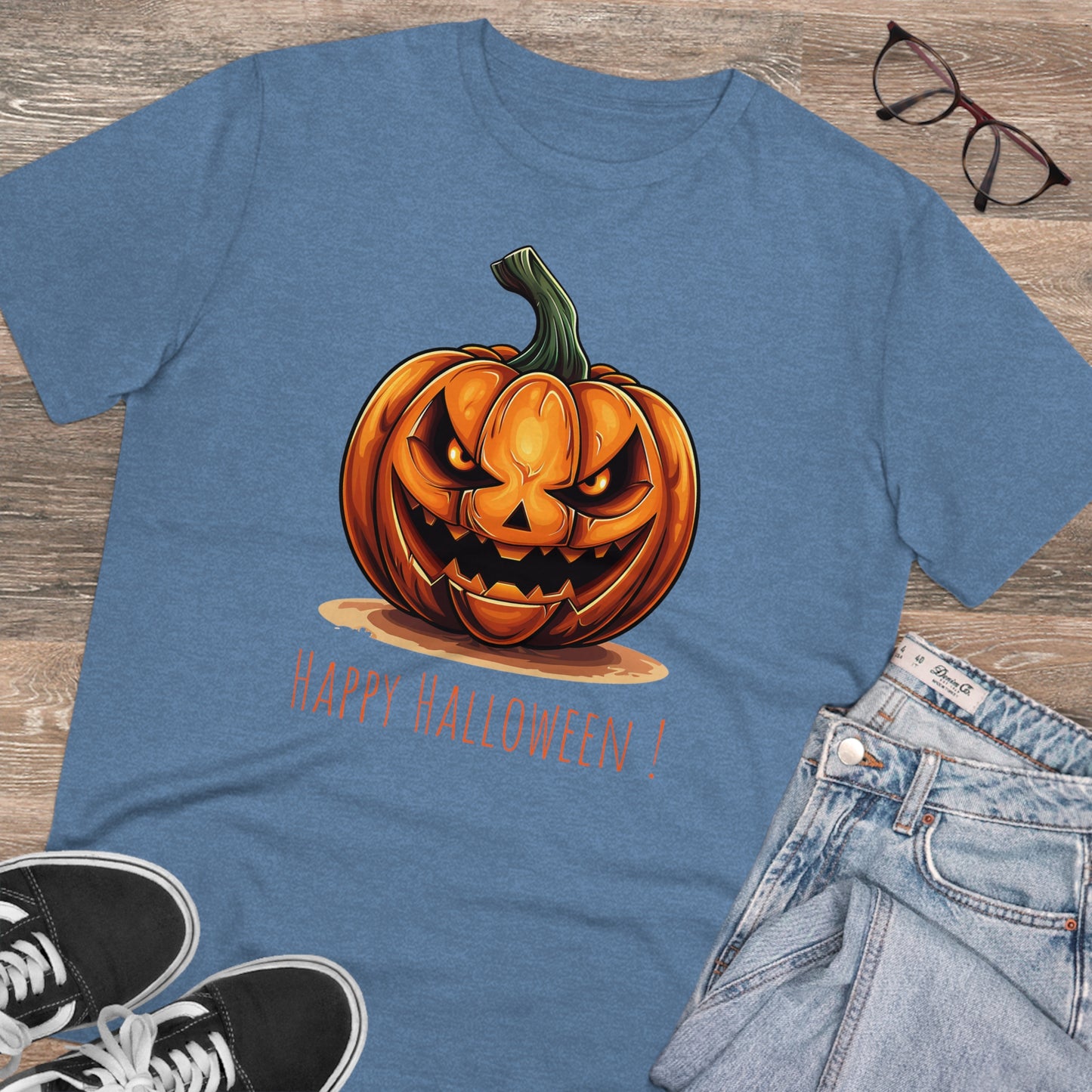 Happy Halloween Eco-Friendly Tee: Scary Pumpkin Design