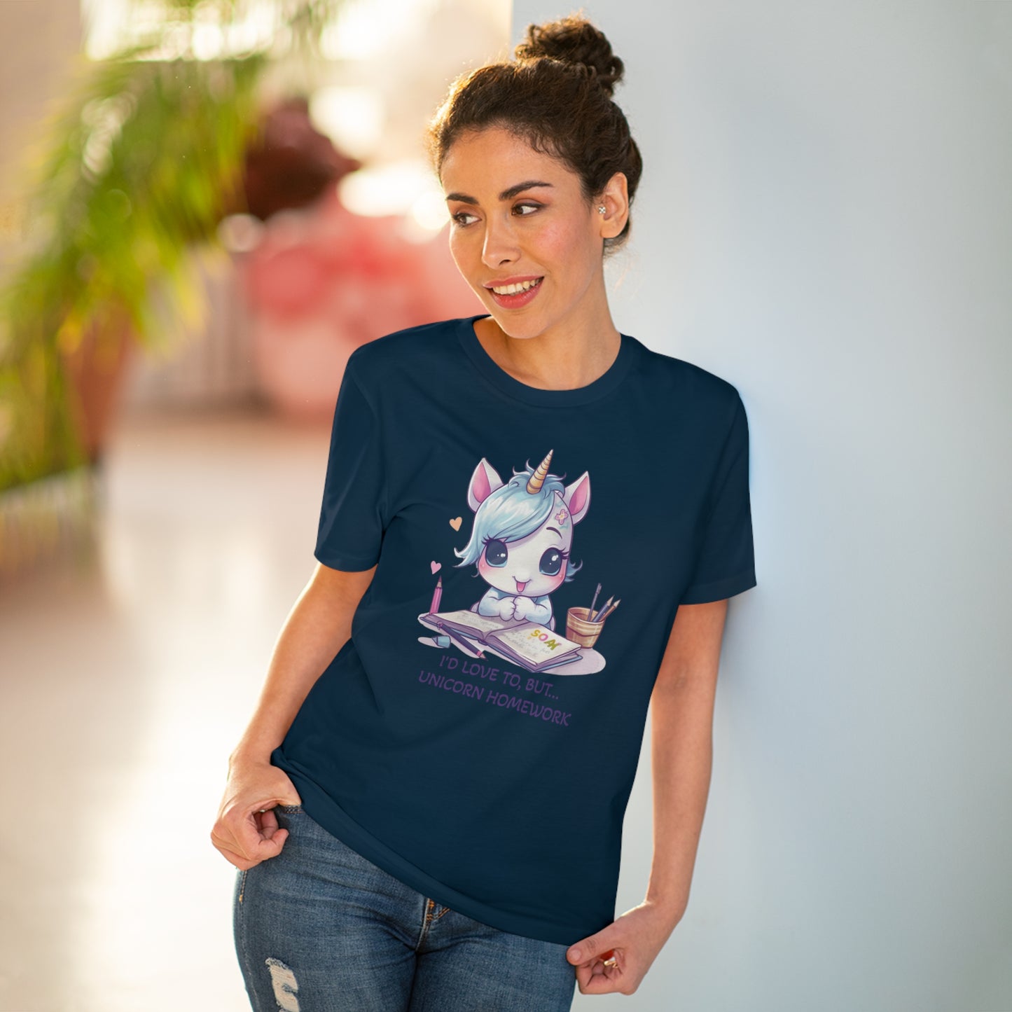 Cute Unicorn Homework T-Shirt - Unisex and Eco-Friendly Statement Tee