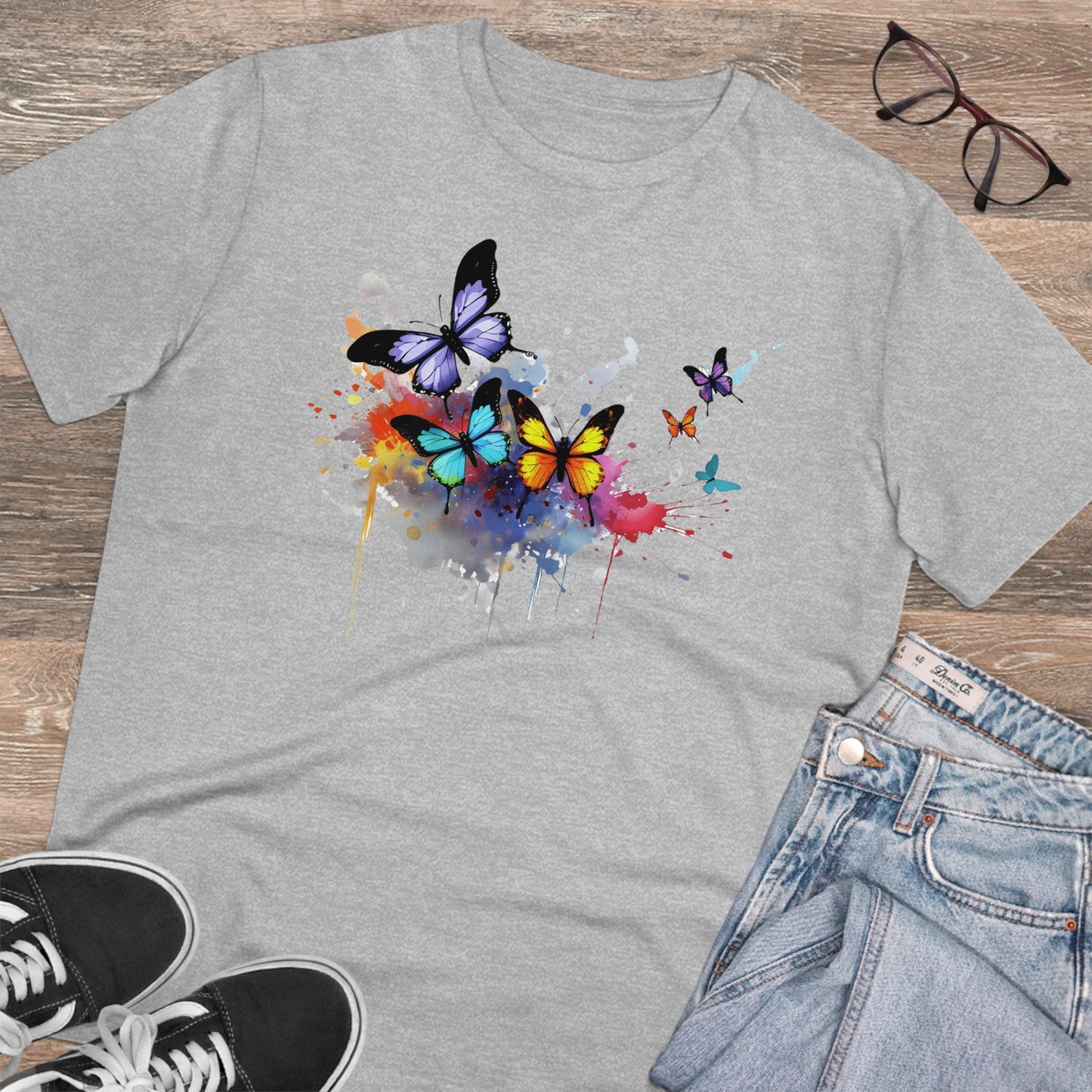 Butterflies Eco-Friendly T-Shirt - Embrace Nature's Vibrant Beauty in Watercolor Style