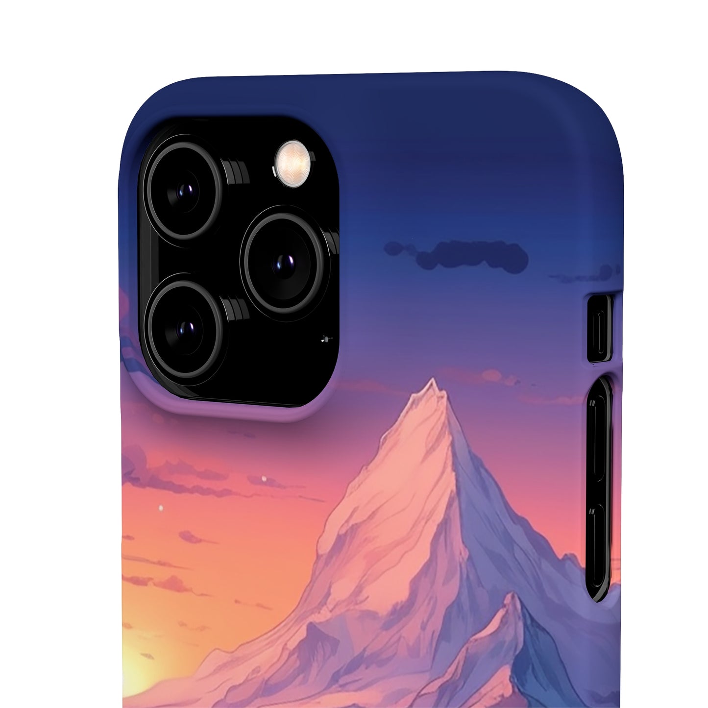 Snowy Mountain Landscape Sunset Phone Case - Discover Serenity with a Charming Mountain Village