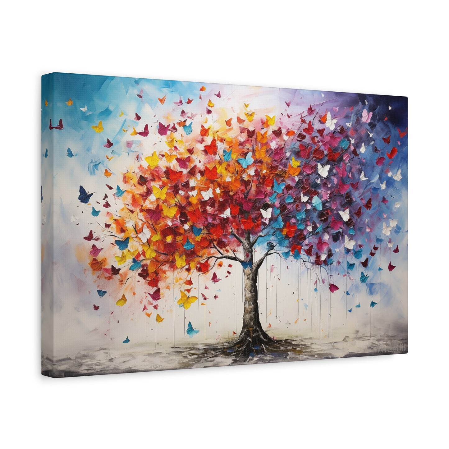 Vibrant Butterfly-Leaf Explosion Premium Cotton Canva