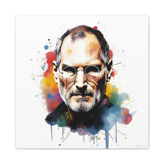 Steve Jobs Watercolor Mastery Cotton Canvas