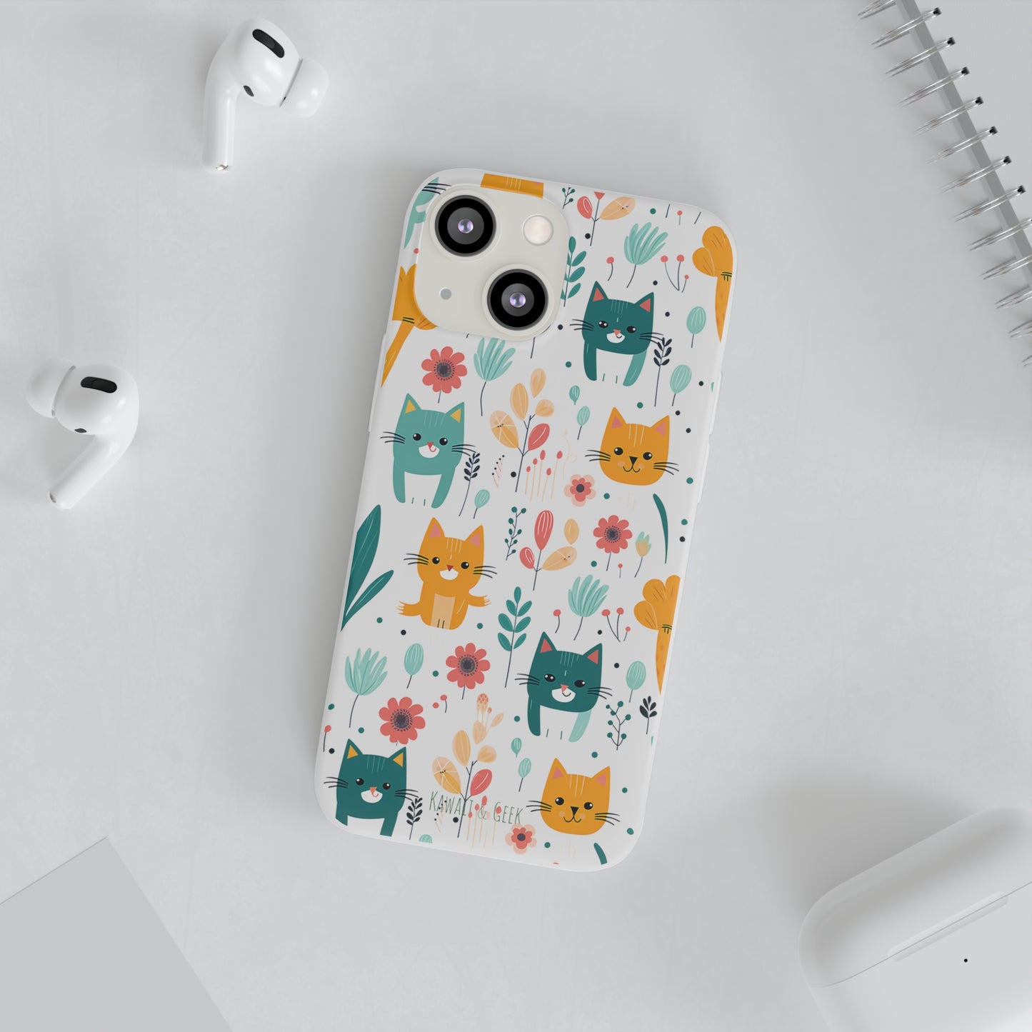 Cute Cats & Flowers Flexi and semi Transparent Phone Case