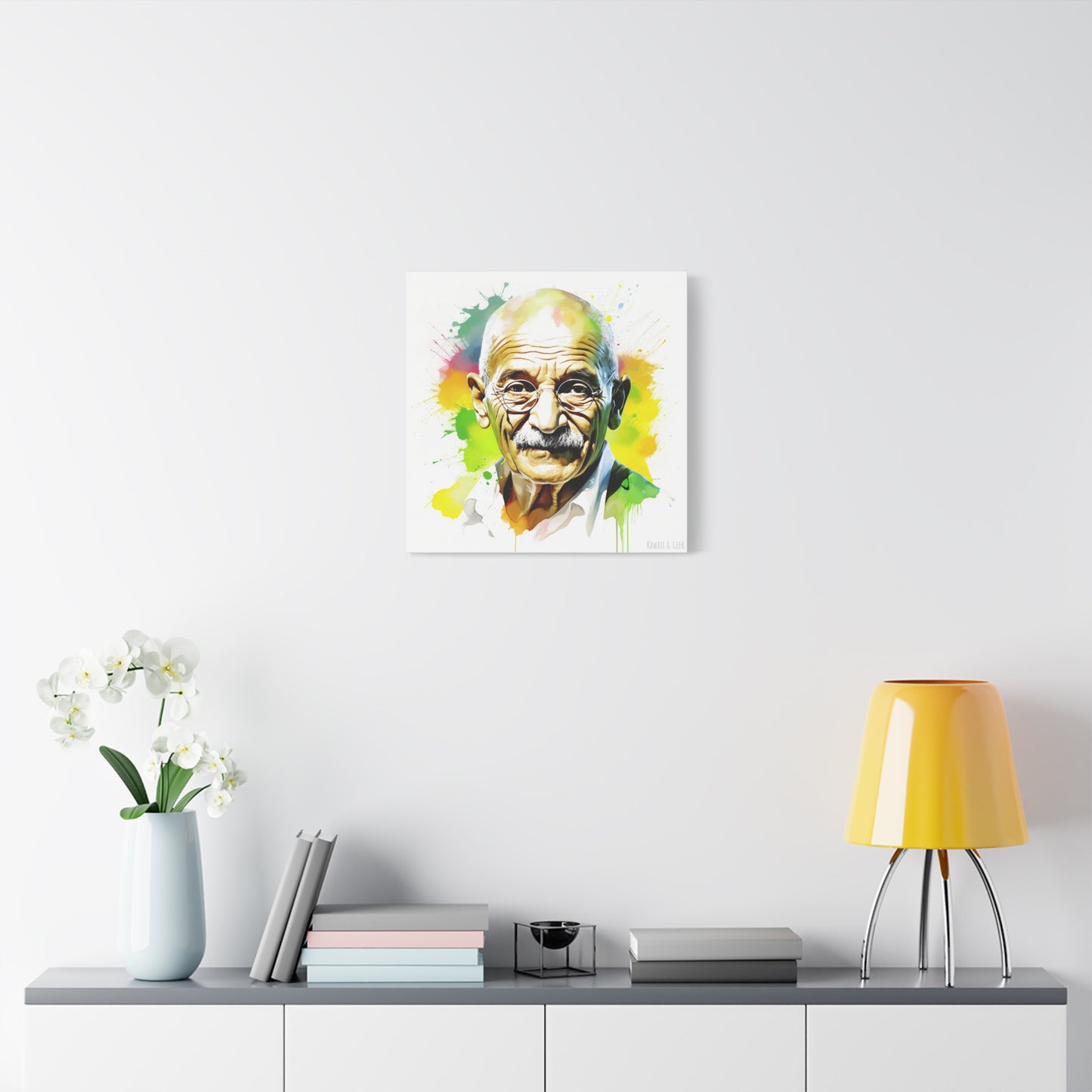 Gandhi Watercolor Tribute Cotton Canvas