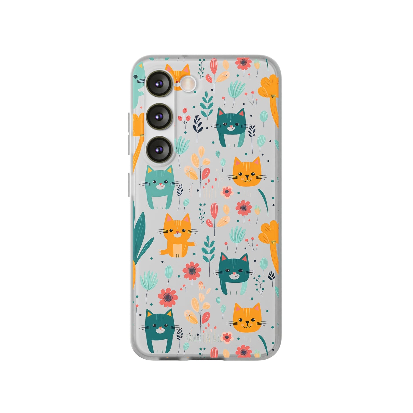 Cute Cats & Flowers Flexi and semi Transparent Phone Case