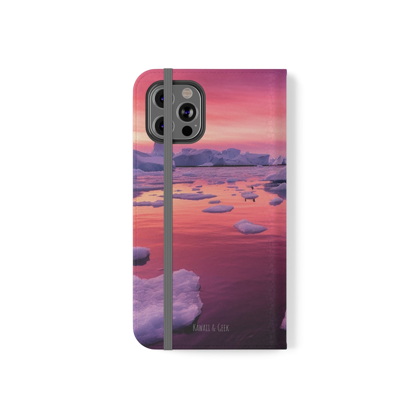 Pinky Arctic Landscape at Sunset Flip Phone Case - Capture the Serenity of Nature on Your Device