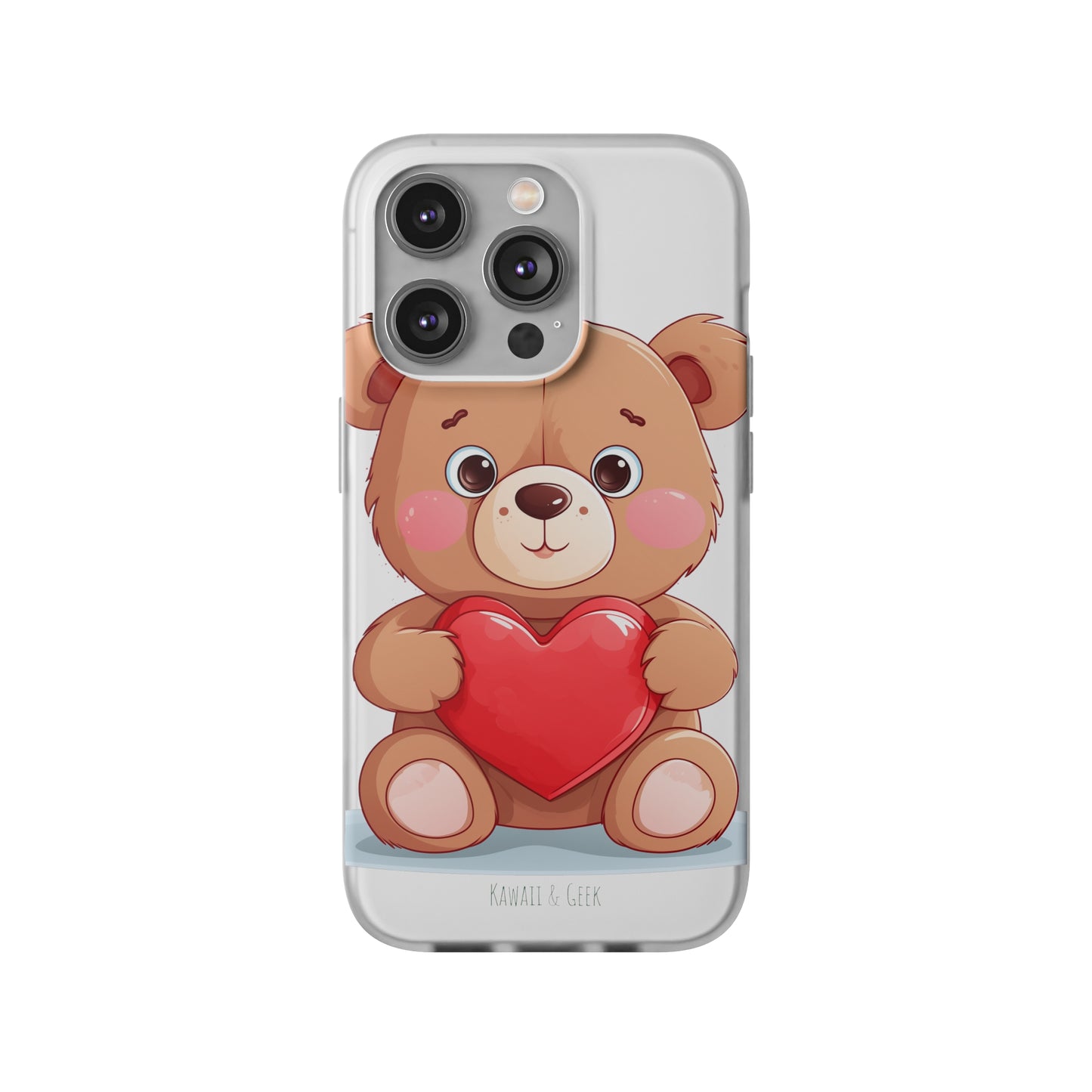 Teddy Bear Heart Phone Case - Flexi & Semi-Transparent - Valentine's Day