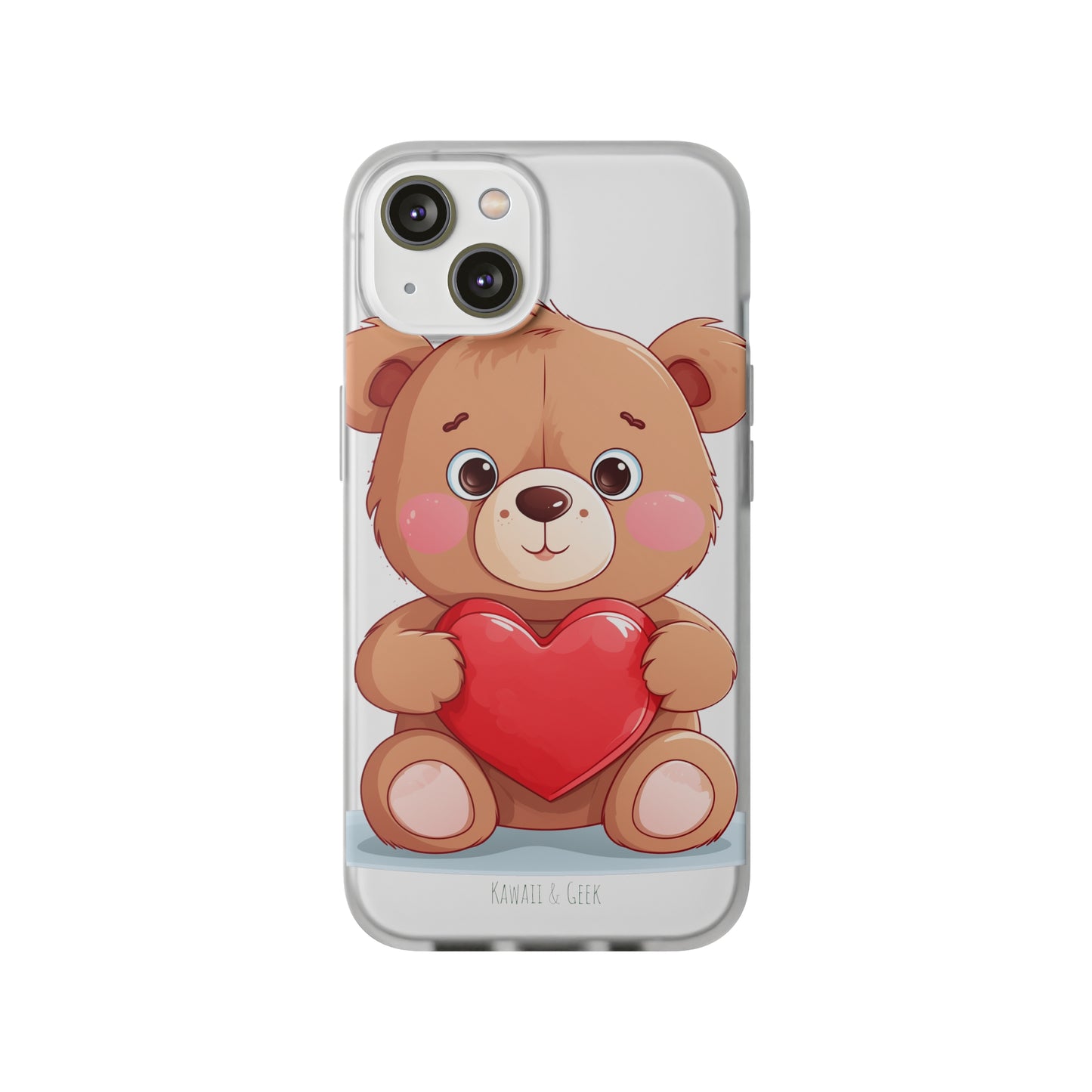 Teddy Bear Heart Phone Case - Flexi & Semi-Transparent - Valentine's Day