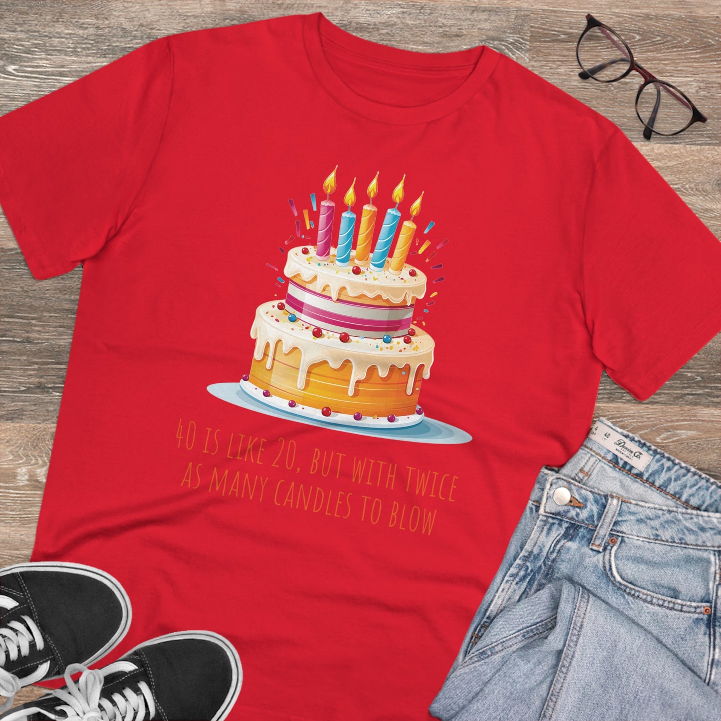 40th Birthday Cake Design T-Shirt : Celebrate in Style and Eco-Friendly