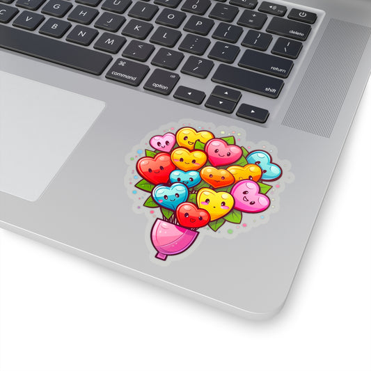 Cute Bouquet of Kawaii Hearts Sticker - Add Some Adorable and Colorful Style to Your Life