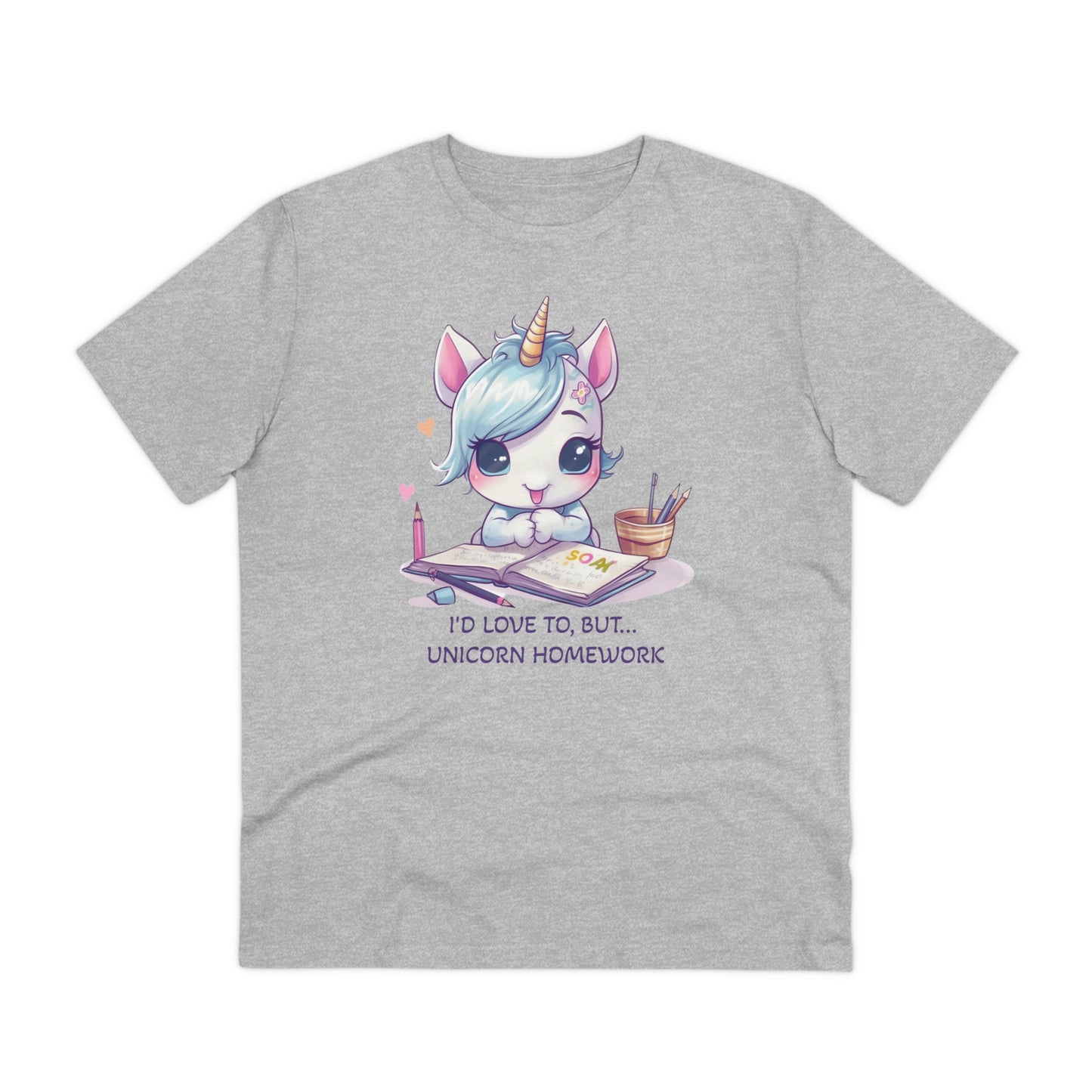 Cute Unicorn Homework T-Shirt - Unisex and Eco-Friendly Statement Tee