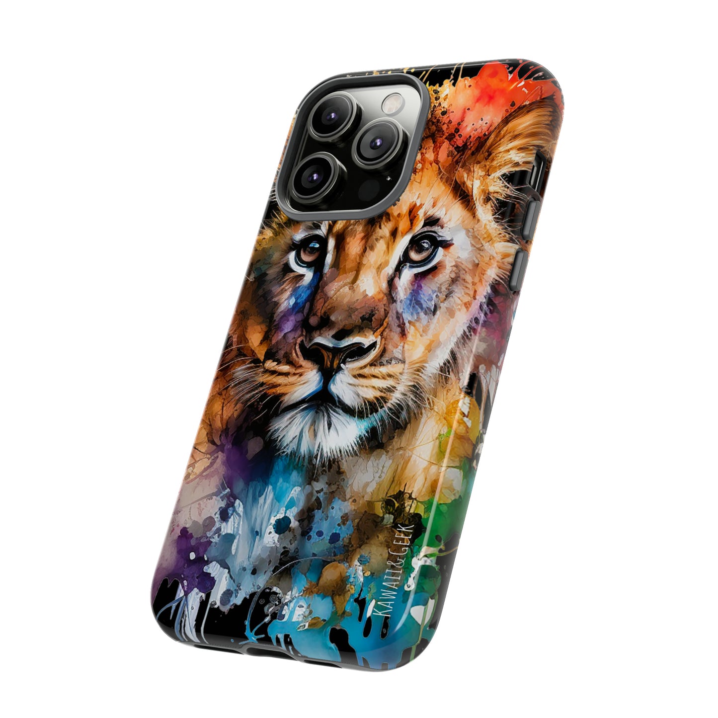 Watercolor Lion Cub Tough Phone Case - iPhone 15 compatible