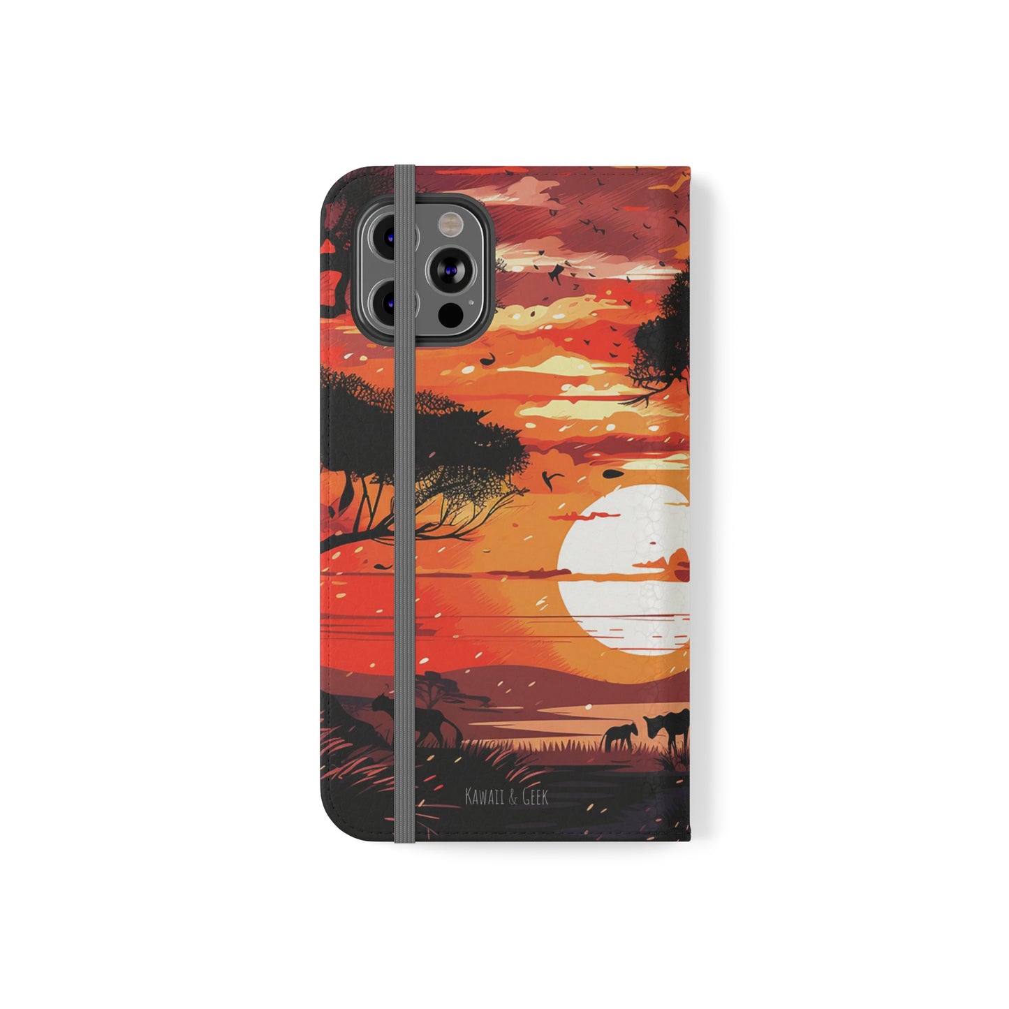 African Landscape Sunset Flip Phone Case - Capture the Serenity of the Savanna on Your Device