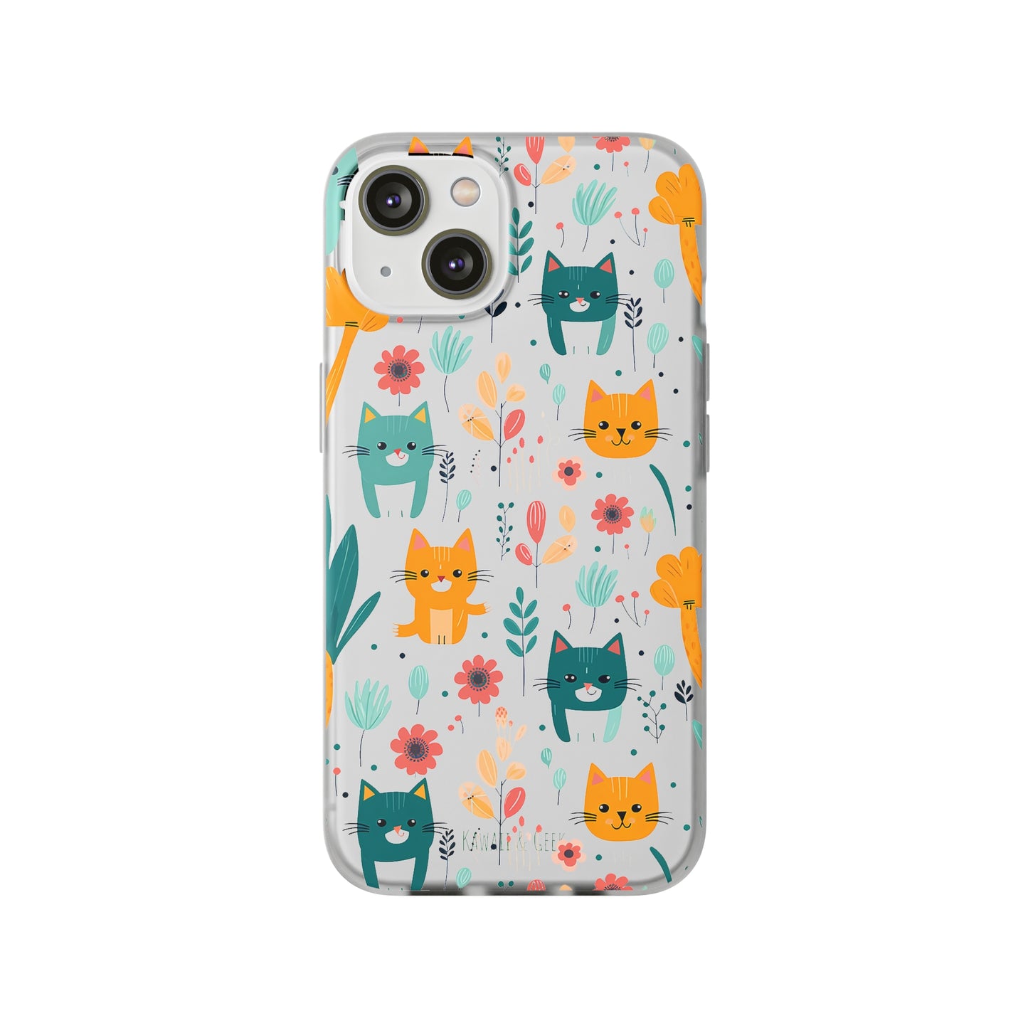 Cute Cats & Flowers Flexi and semi Transparent Phone Case