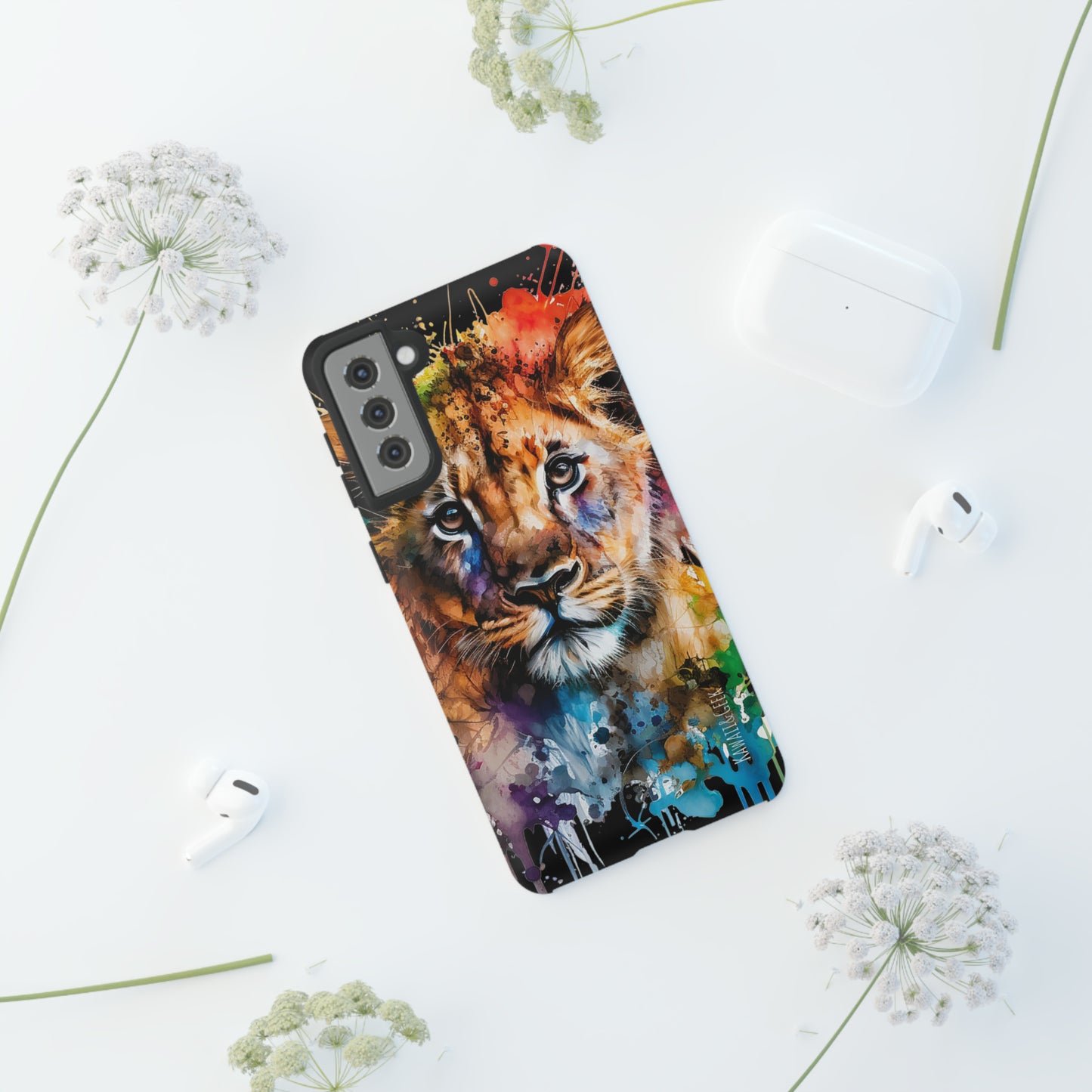 Watercolor Lion Cub Tough Phone Case - iPhone 15 compatible