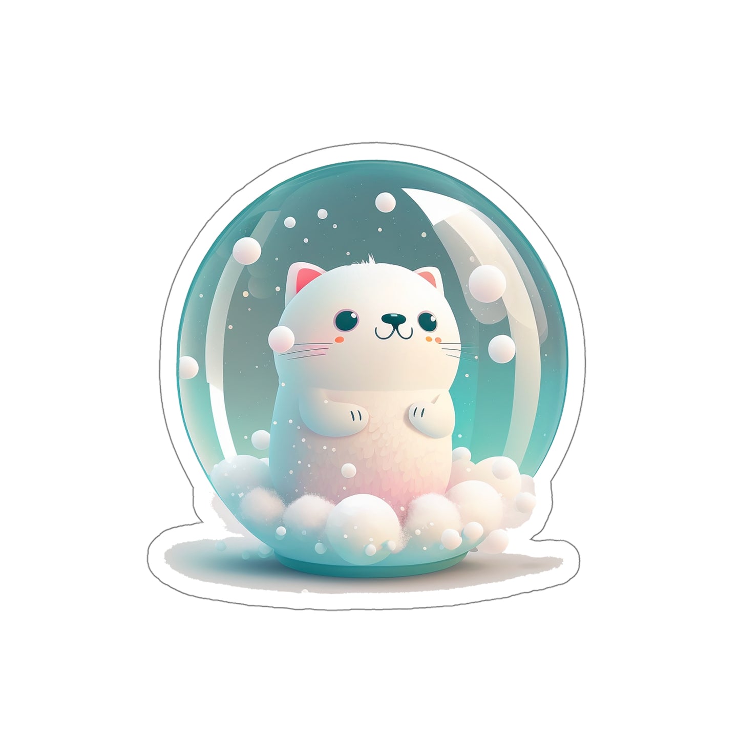 Cute Kitty in a Snowball Sticker - Add Some Winter Charm to Your Tech