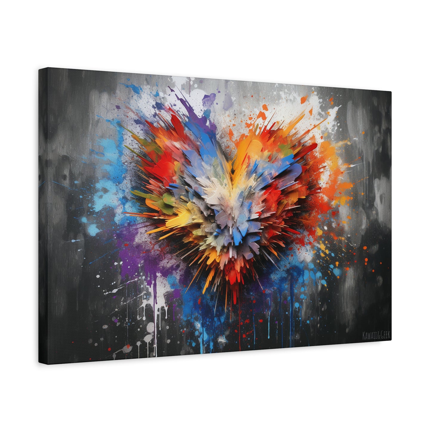 Vibrant Heart Colors Explosion Premium Cotton Canvas