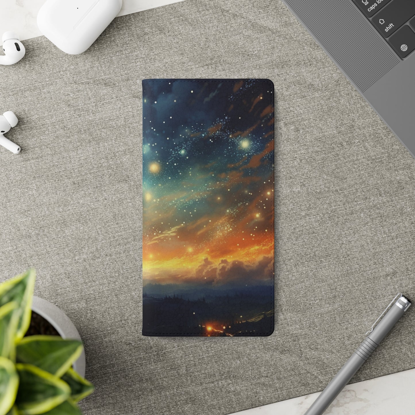 Wonderful Starry Night Flip Phone Case - Embrace the Beauty of the Night Sky