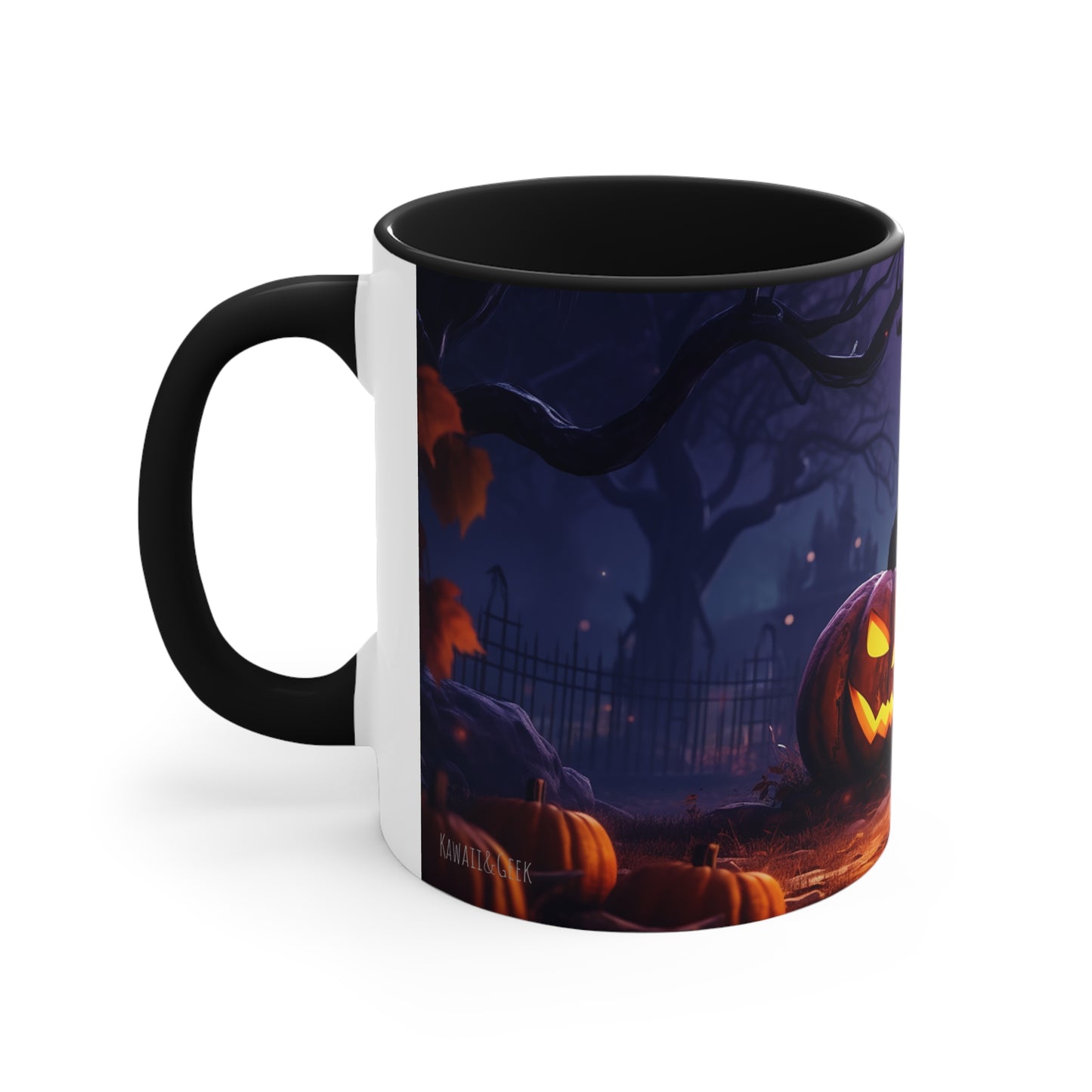 Evil Jack-o-lantern 11 oz Bicolor Mug: Halloween Cemetery Special