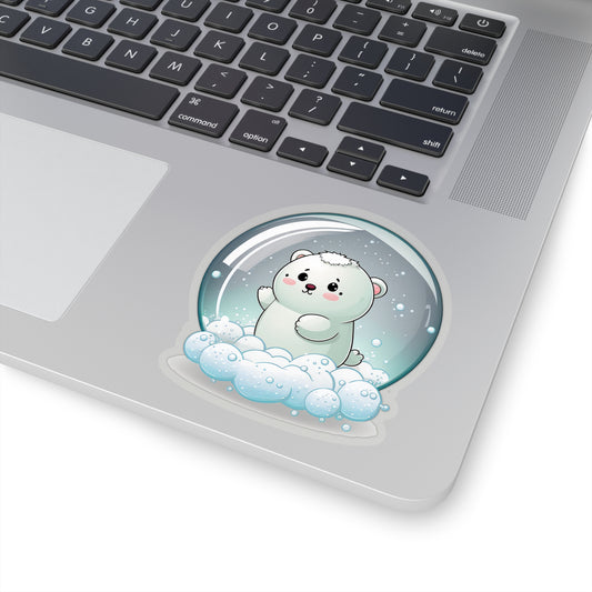 Cute Bear in a Snowball Sticker - Add Some Adorable and Festive Style to Your Tech