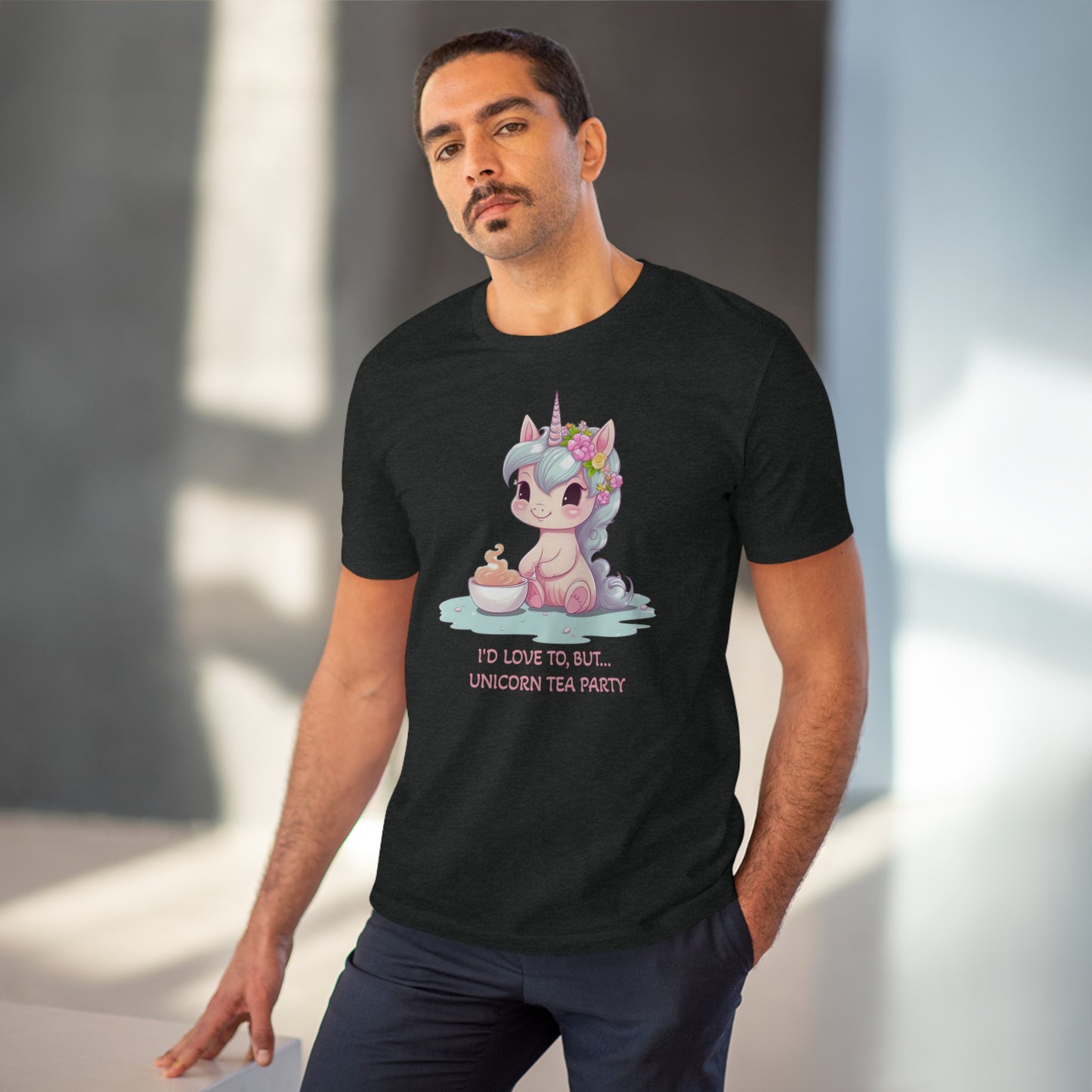 Cute Unicorn Tea Party T-Shirt - Unisex and Eco-Friendly with Whimsical Charm