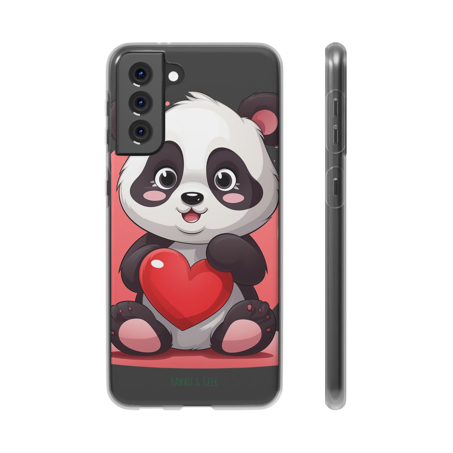 Valentine's Panda Heart Phone Case - Flexi & Semi-Transparent