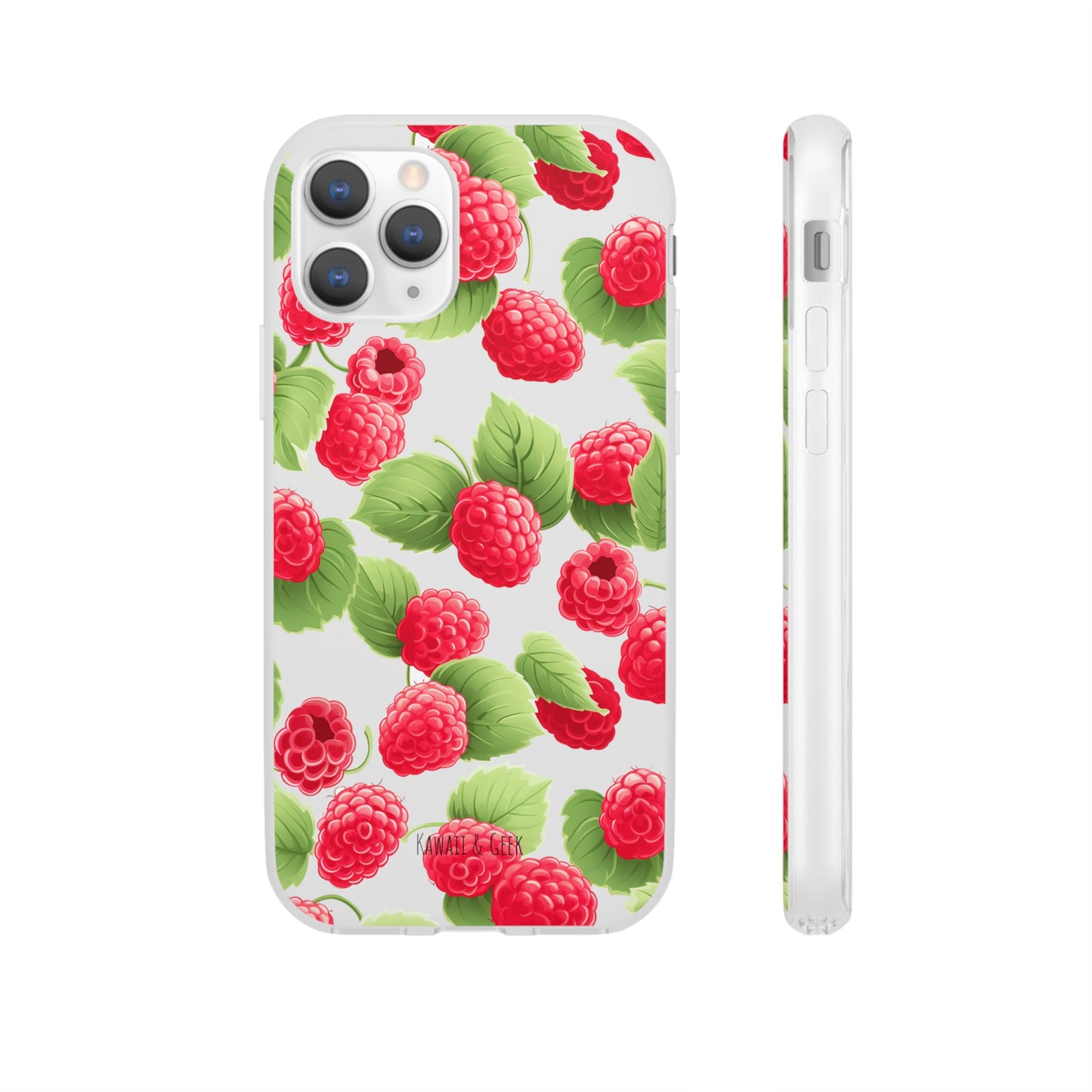 Raspberry Delight: Transparent Flexi Phone Case