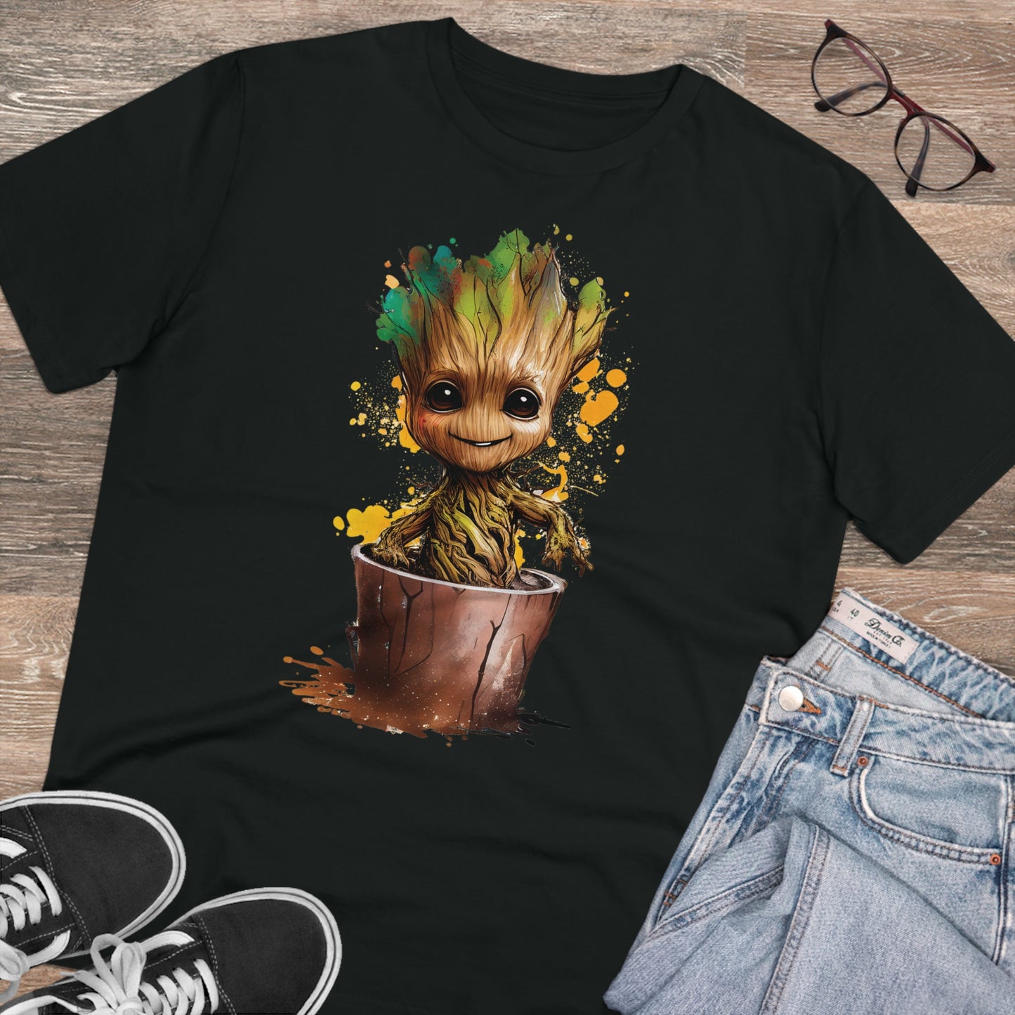 Eco-Friendly Baby Groot Watercolor Style Unisex T-Shirt - Add Some Fun and Sustainable Style to Your Wardrobe